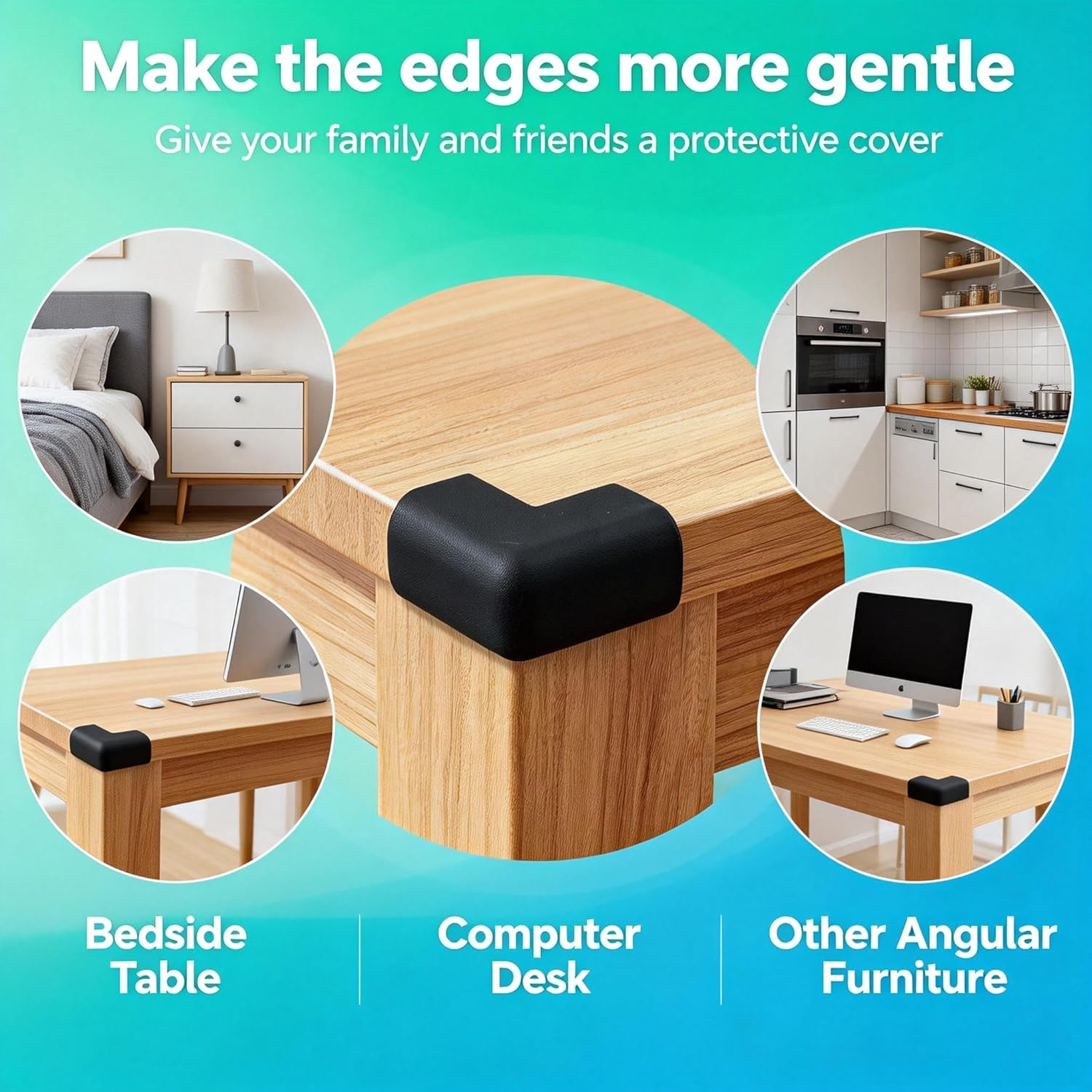 Chionwen 12 Packs Baby Safety Corner Guards (Black) - L-Shaped NBR Foam Corner Protector, Non-Toxic Soft Bumpers for Table, Desk, Sofa Baby Proofing, Easy Installation with Adhesive Tape image number 1