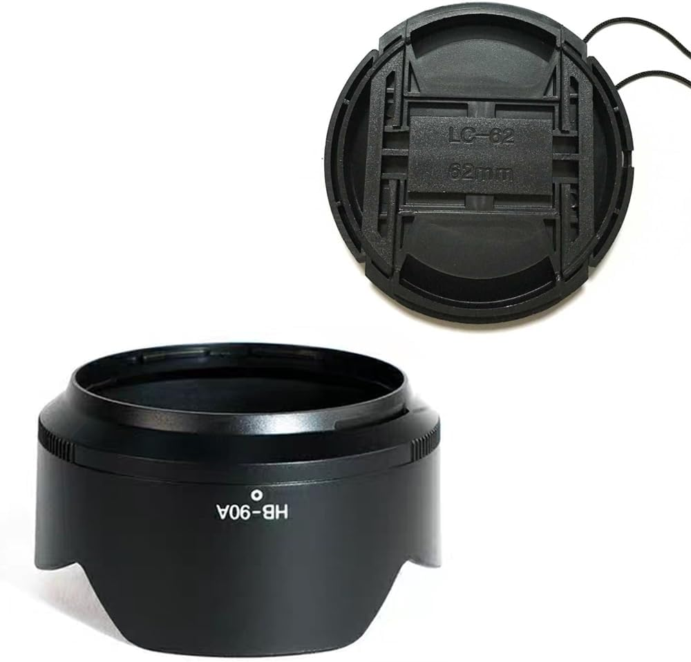 ADQQUI HB-90A Lens Hood & 62Mm Lens Cap Compatible with Nikon Z DX 50-250Mm F/4.5-6.3 VR & Z 50Mm F/1.8 S Lens (1+1 Pack)
