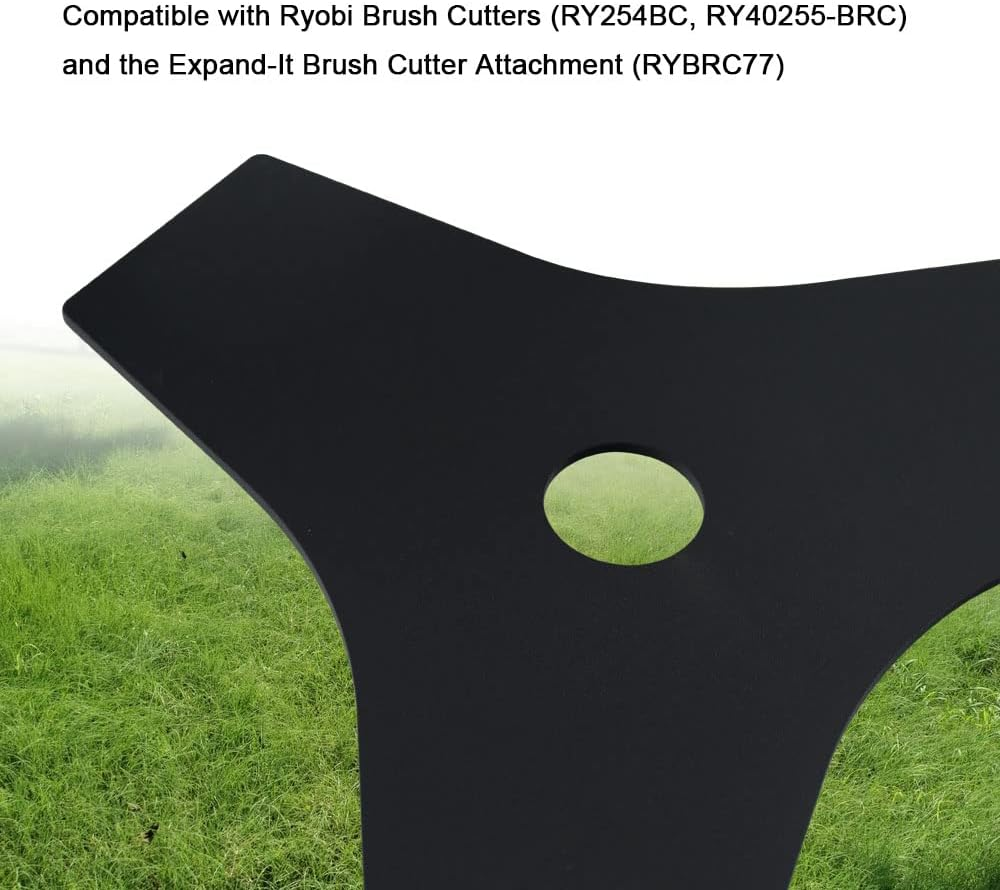 AMTHKNO AC04105 8&rdquo; Replacement Heavy Duty Blade for Ryobi Brush Cutter Blade Expand-It Models RY254BC, RY40255-BRC, RYBRC77, Reversible Steel Tri-Arc Brush Cutting Blade. image number 2