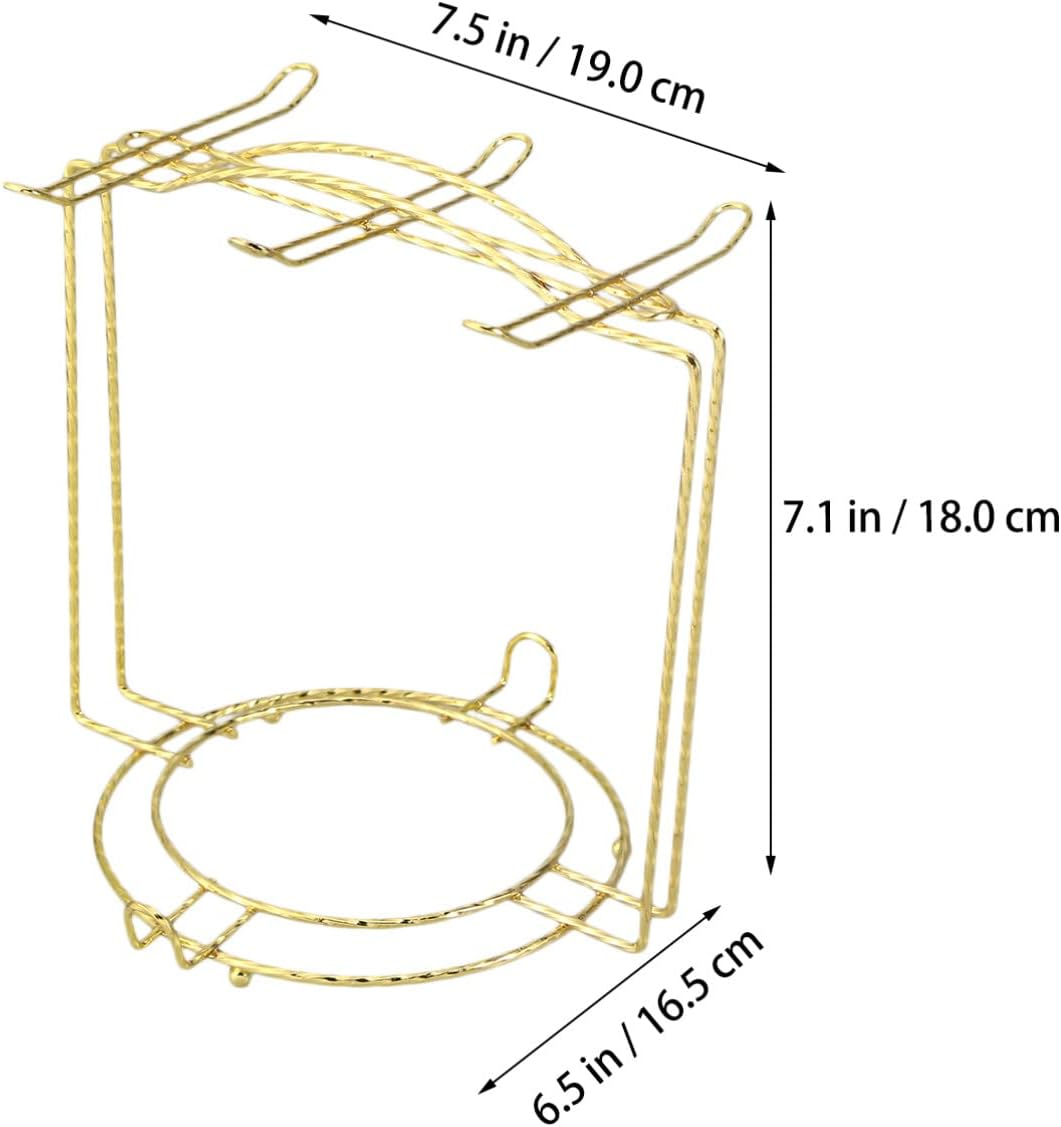 Luxshiny Clothes Drying Rack Coffee Cup Holder Rack, Stainless Steel Mug Rack Cup Saucer Display Stand Tea Cup Rack Display for Table Cabinet Clothes Rack - Golden2 image number 5