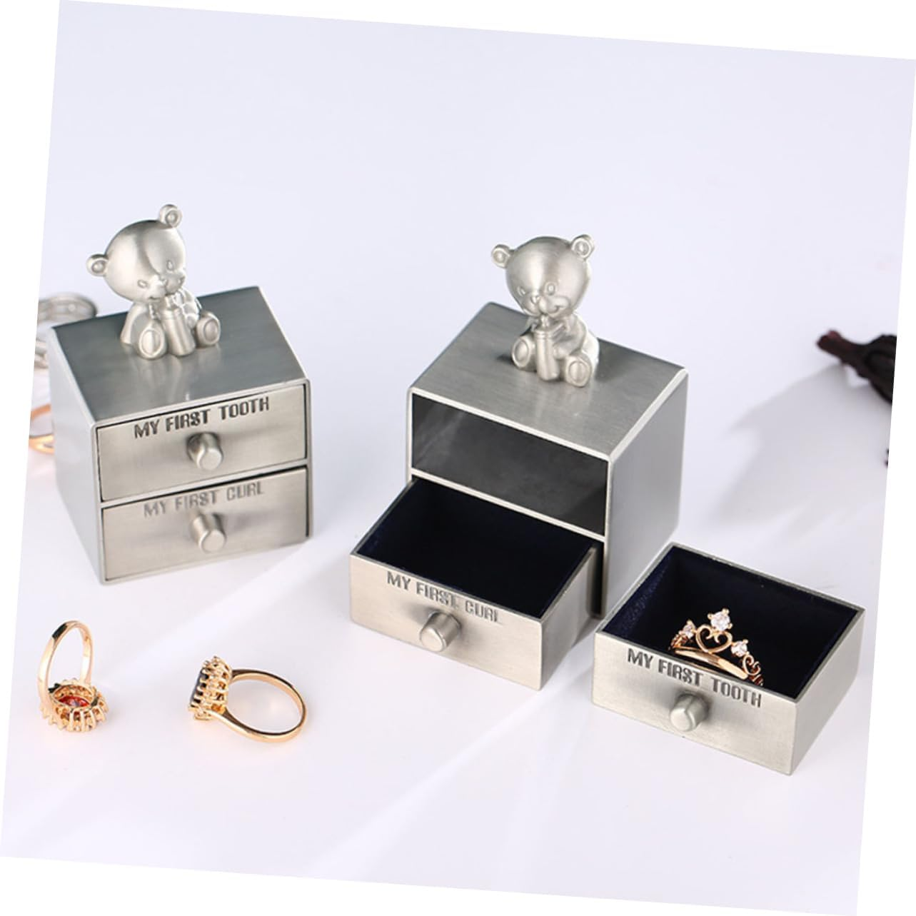 GARVALON 2Pcs Box Tooth Holder Box Keepsake Organizer for Teeth and Jewelry Storage Compact and Sturdy Design for Boys for Growth Memories image number 1