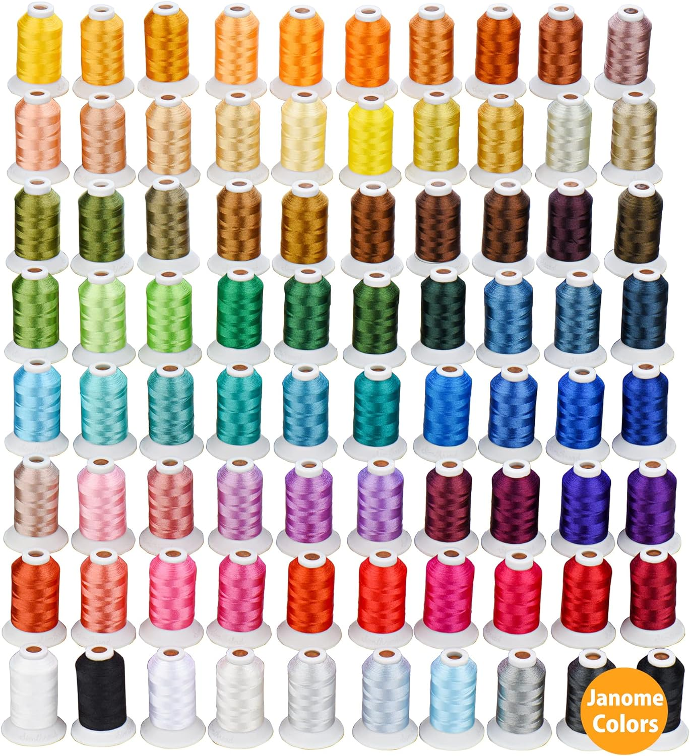 Simthread Polyester Embroidery Thread, 80 Spools Embroidery Machine Threads, 500M (550Y) Each Thread Spool, Colors Compatible with Janome & Robison-Anton Colors - Color Card Contained in Box image number 1