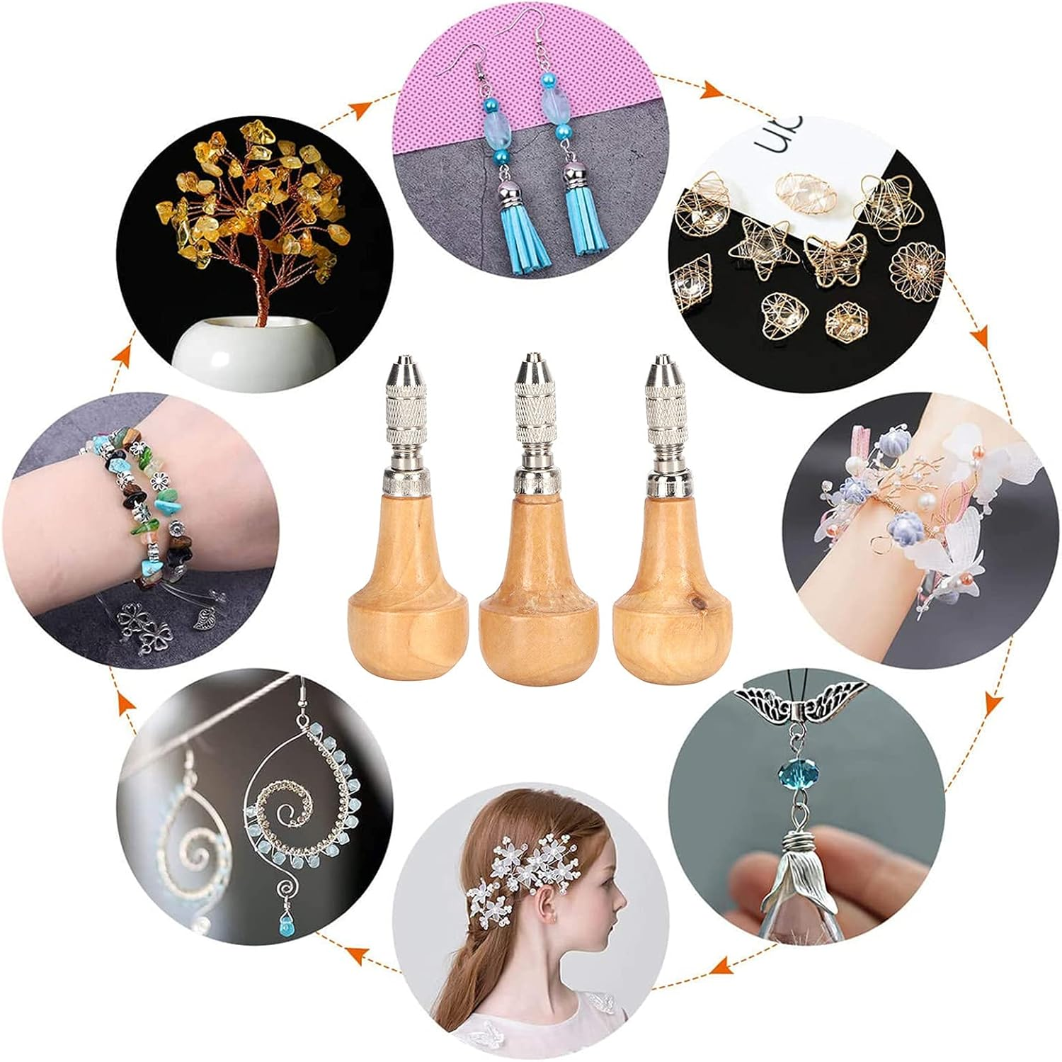 Fdit Lock Nozzle Pin Vise, 3 Set Pin Vise Set, Hand Drill, Making Tool, for Carving Resin