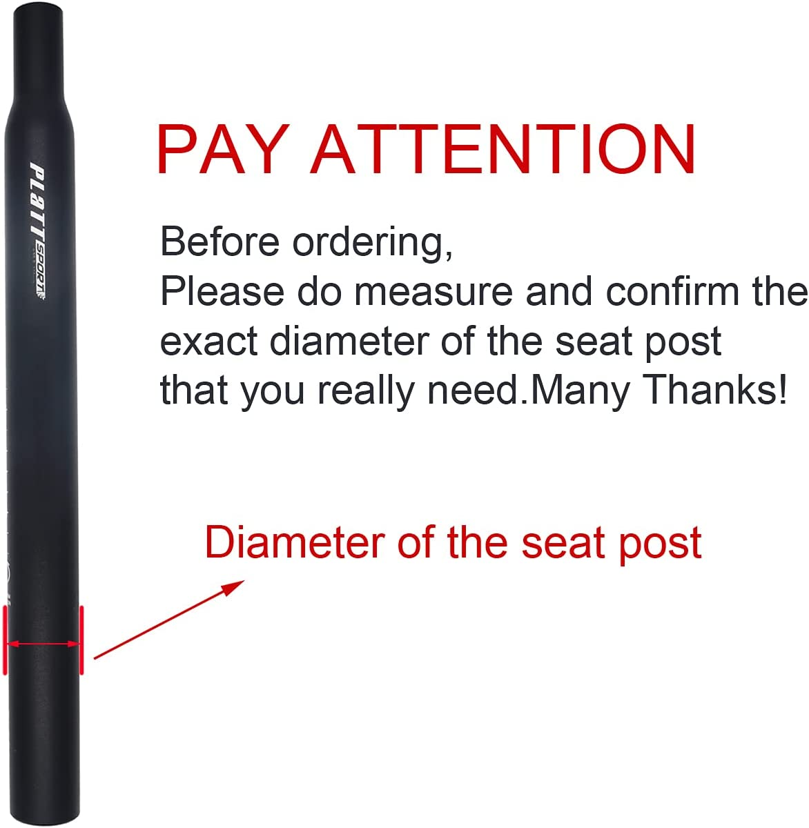 PLATT Bike Seat Post Aluminum Alloy Black 25.4/27.2/28.6/30.8/31.6 X 350Mm for MTB Mountain Bike Road Bicycle image number 5