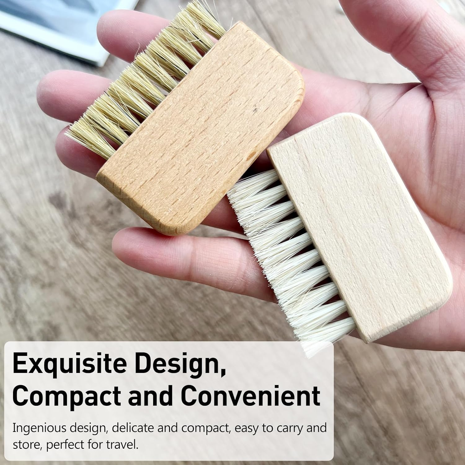 Natural Beech Wood Nail Brush Non-Slip Hand and Toenail Cleaning Brush Compact and Durable Bristle Scrub for Home and Travel image number 1