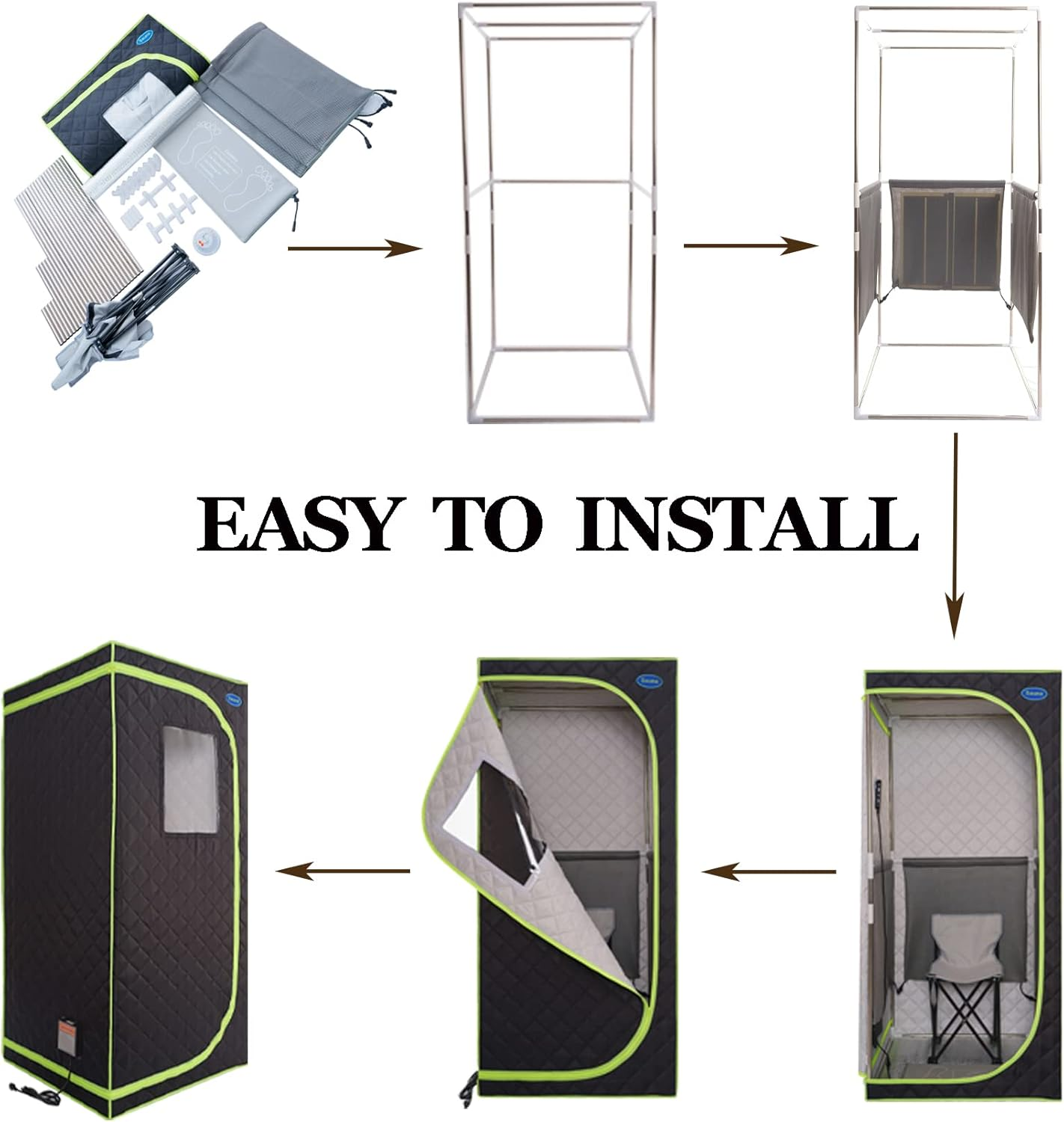 Infrared Sauna,Portable Infrared Sauna for Home Spa,With Heated Feet and Portable Chair with Timed and Adjustable Temperature Settings for Reduce Stress Fatigue Indoor Sauna image number 6