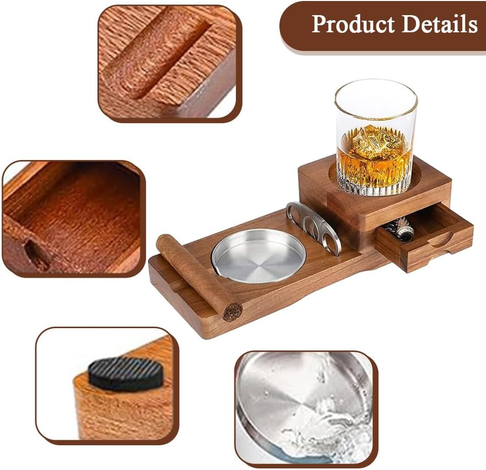 Wooden Cigar Ashtray,Ash Tray, Snow Eggplant Ashtray,Creative Ashtray,For outside Patio Holder Cigar Tray,Creative Ashtray with Drawer,Cup Holder