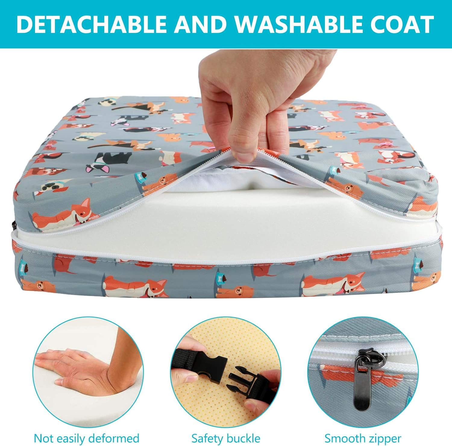 Toddler Booster Seat Dining, Kid Booster Seat for Dining Chair, Chair Booster Seat Pad Cushion with Adjustable Safety Belt and Fastening Strap Non Slip Kids Booster Seat for Dinner Table (Dog) image number 1