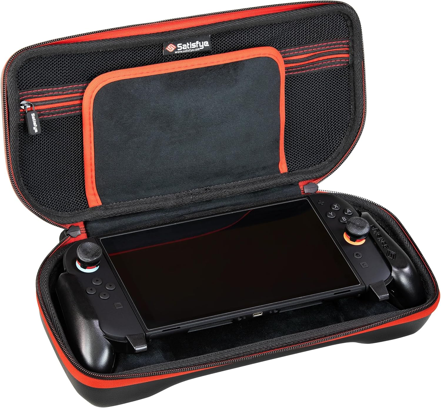 Satisfye Zengrip Pro Slim Bundle, Accessories Compatible with Nintendo Switch - the Bundle Includes: Grip, Slim Case. Bonus: 2 Thumbsticks
