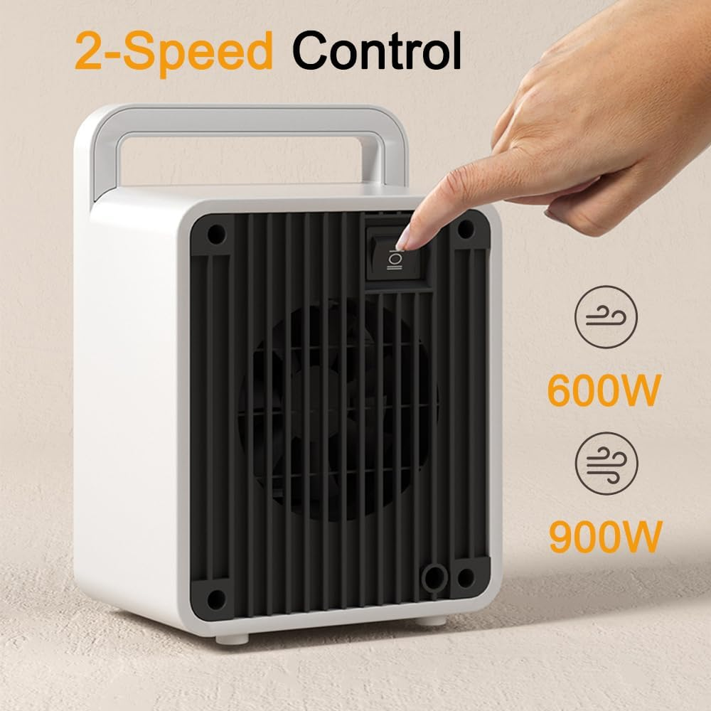Space Heater,Ptc Ceramic Electric Desktop Heater High Output Fan for Home Bedroom Office Desk Indoor Use image number 3
