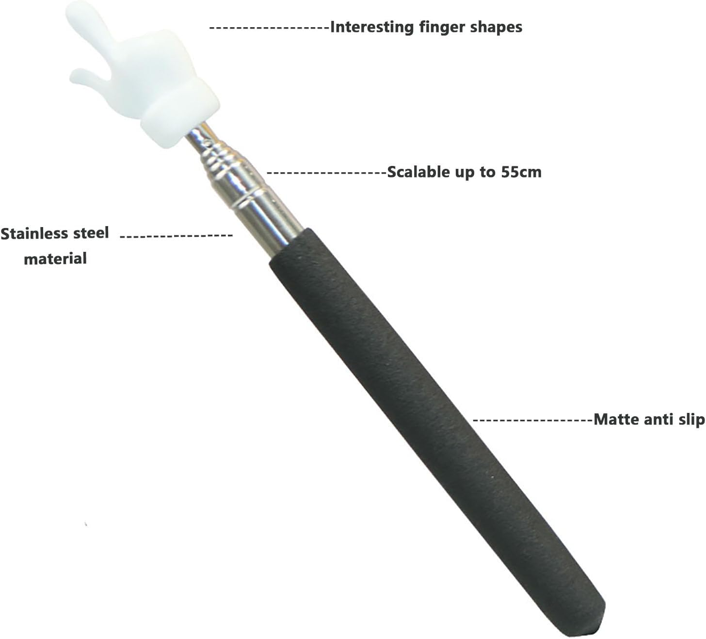 SYGELER 2-Pack Retractable Teacher Pointers - Telescopic Aluminum Whiteboard Pointers for Classroom Presentations, Kindergarten Teaching & Lectures with Safety Rubber Tip (Black) image number 2