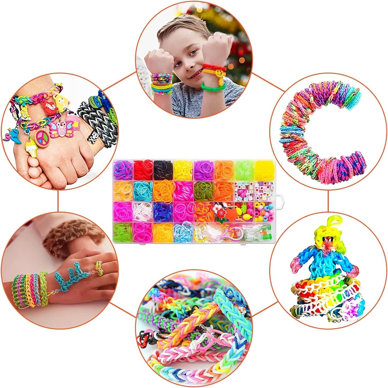 1700 Pcs Rubber Band Bracelet Kit, 30 Colors Premium Rubber Band Bracelet Kit,For Making Kit DIY Bracelet Mega Refill Kit Best Gifts for Girls & Boys image number 4