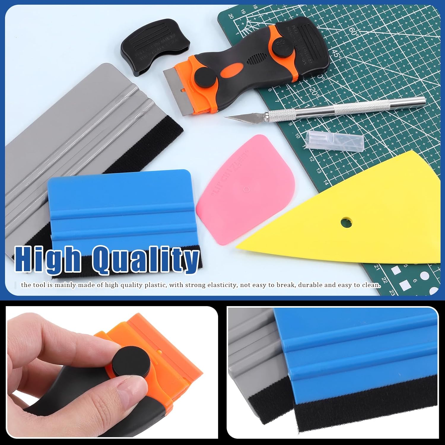 Glarks 14Pcs Car Window Tint Application Tools Kit with Various Shape Squeegees, Razor Blade Scraper, Craft Knife with Blades and Spray Bottle, Vinyl Wrap Tool Kit for Window Film Wallpaper Trimming image number 1