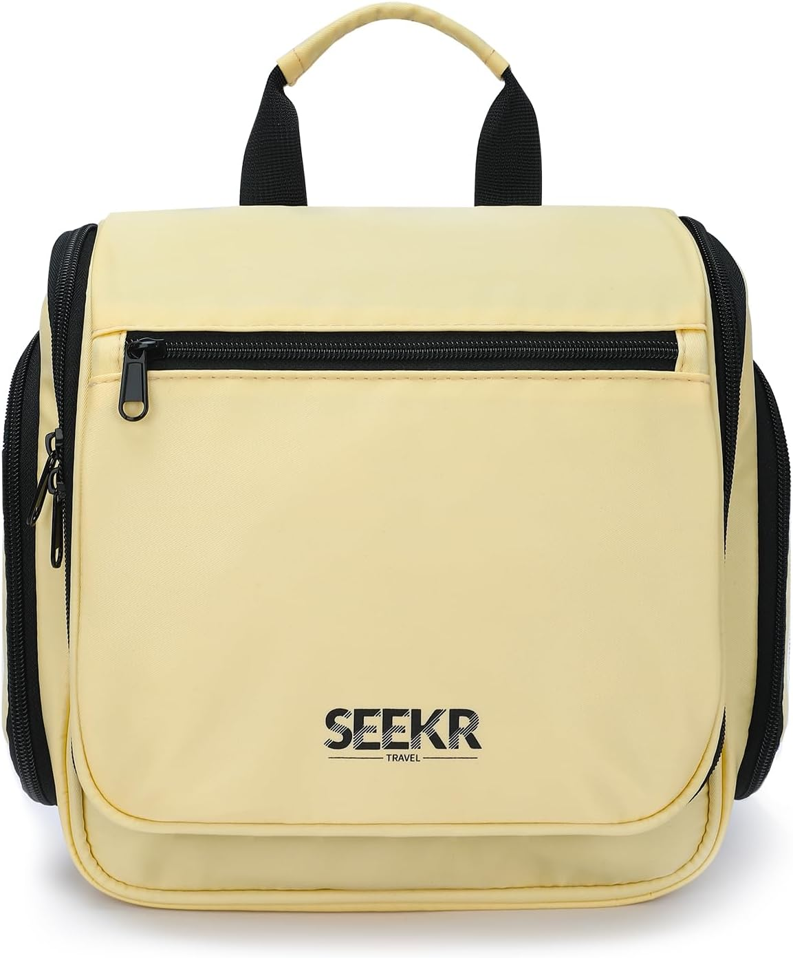 SEEKR Hanging Travel Toiletry Bag, Makeup Organiser, Expandable Compartments and Removable Pouches, for Toiletries, Cosmetics and Travel Essentials, Ideal for Luggage, Camping, Beach or Home (BEIGE)