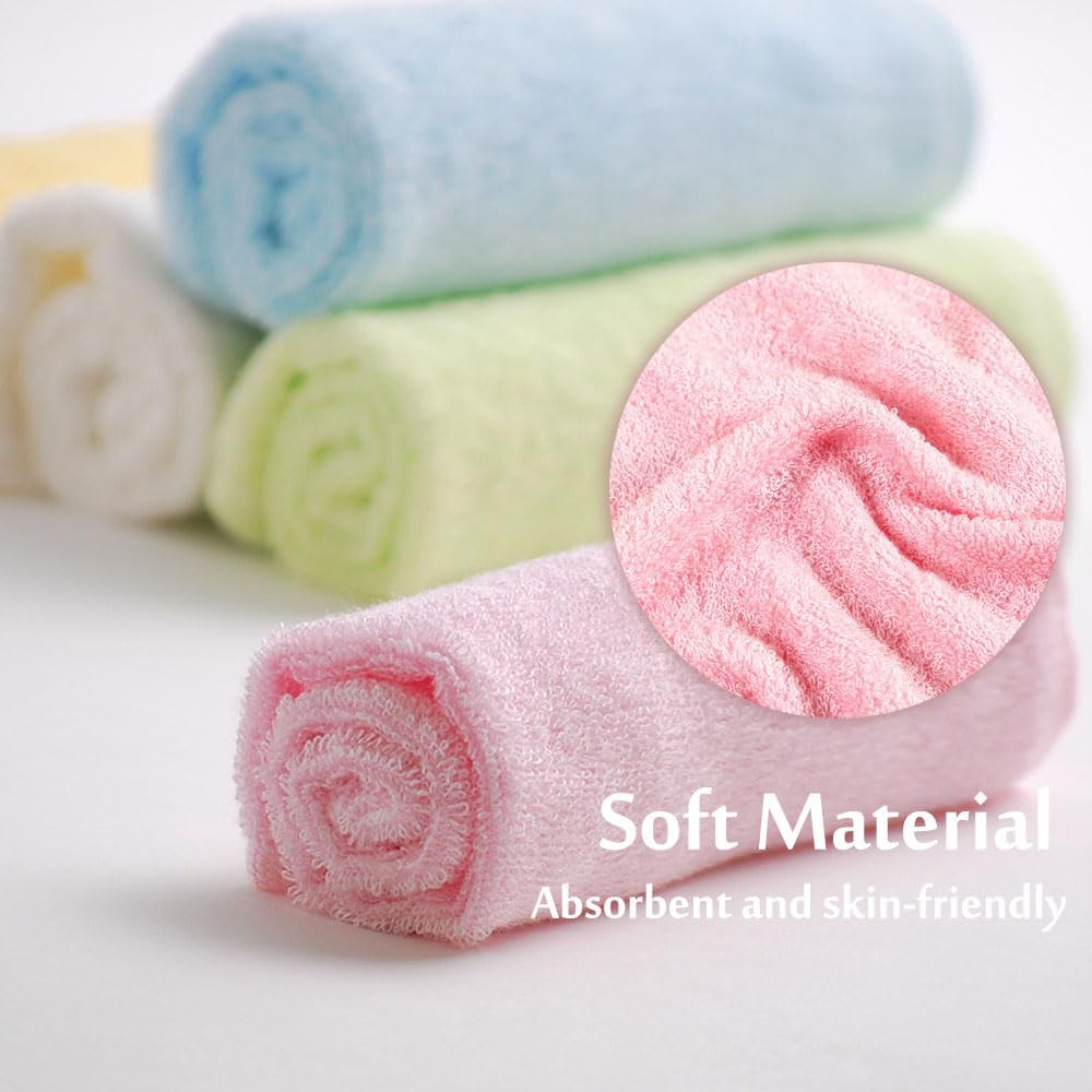 6 Pack 12 X 12 Inch Flannel Face Cloths, Face Cloth Towel Bamboo Cotton Absorbent Soft Reusable Facial Cleansing Wash Towel for Baby Kids Adults, Home Spa Beauty - White image number 4