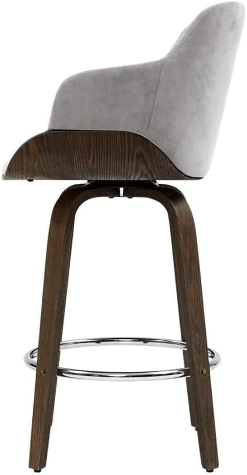 Artiss Bar Stools Stool Swivel Kitchen Counter Barstools Dining Chair Chairs Grey Velvet Fabric in 70Cm Seat Height Floor Set for Home Dining Room Cafe Outdoor Indoor image number 5