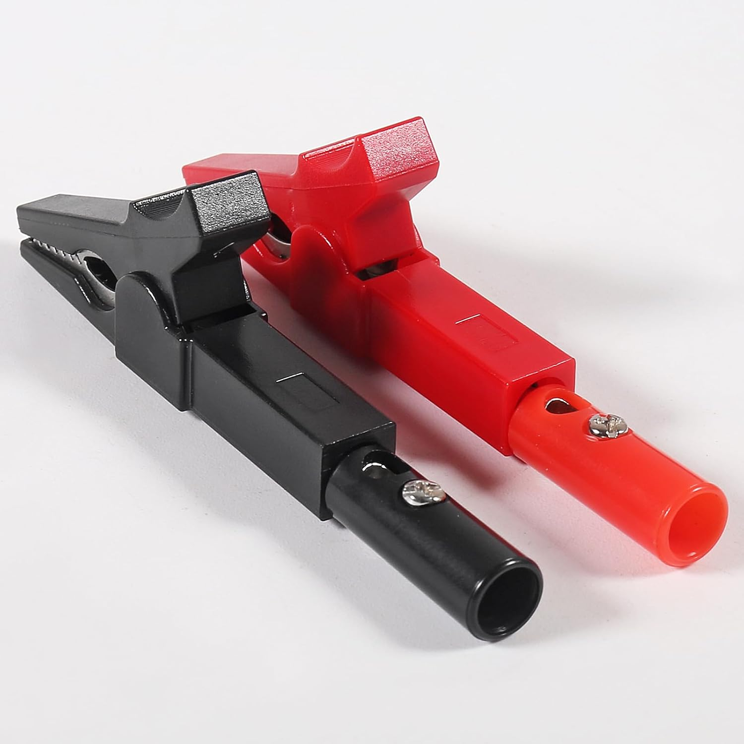 2 Pairs Full Insulated Crocodile Clips with 4Mm Socket Banana Jack Copper Test Clamp Wire Clip Alligator Clips 30A with 4Mm Banana Plugs for Car,Electrical Testing image number 1