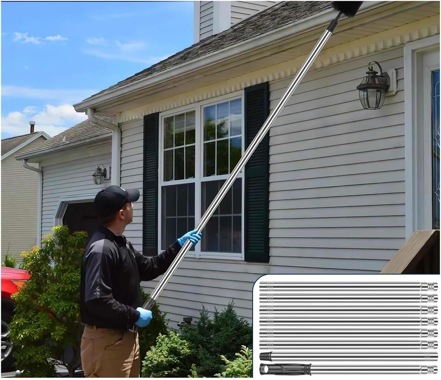 Gutter Cleaning Tool Gutter Cleaning Brush with Removable Pole Efficient Cleaning Gutter Guard Cleaner Tools for Leaves image number 1