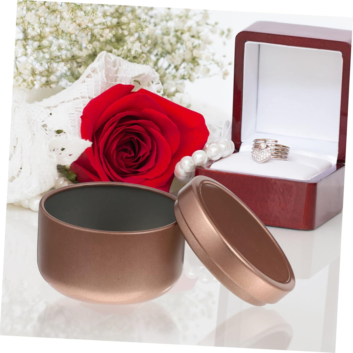 STOBOK 12Pcs Empty Tinplate Candle Jars Balm Containers for DIY Home Fragrance and Xmas Decoration Storage image number 6