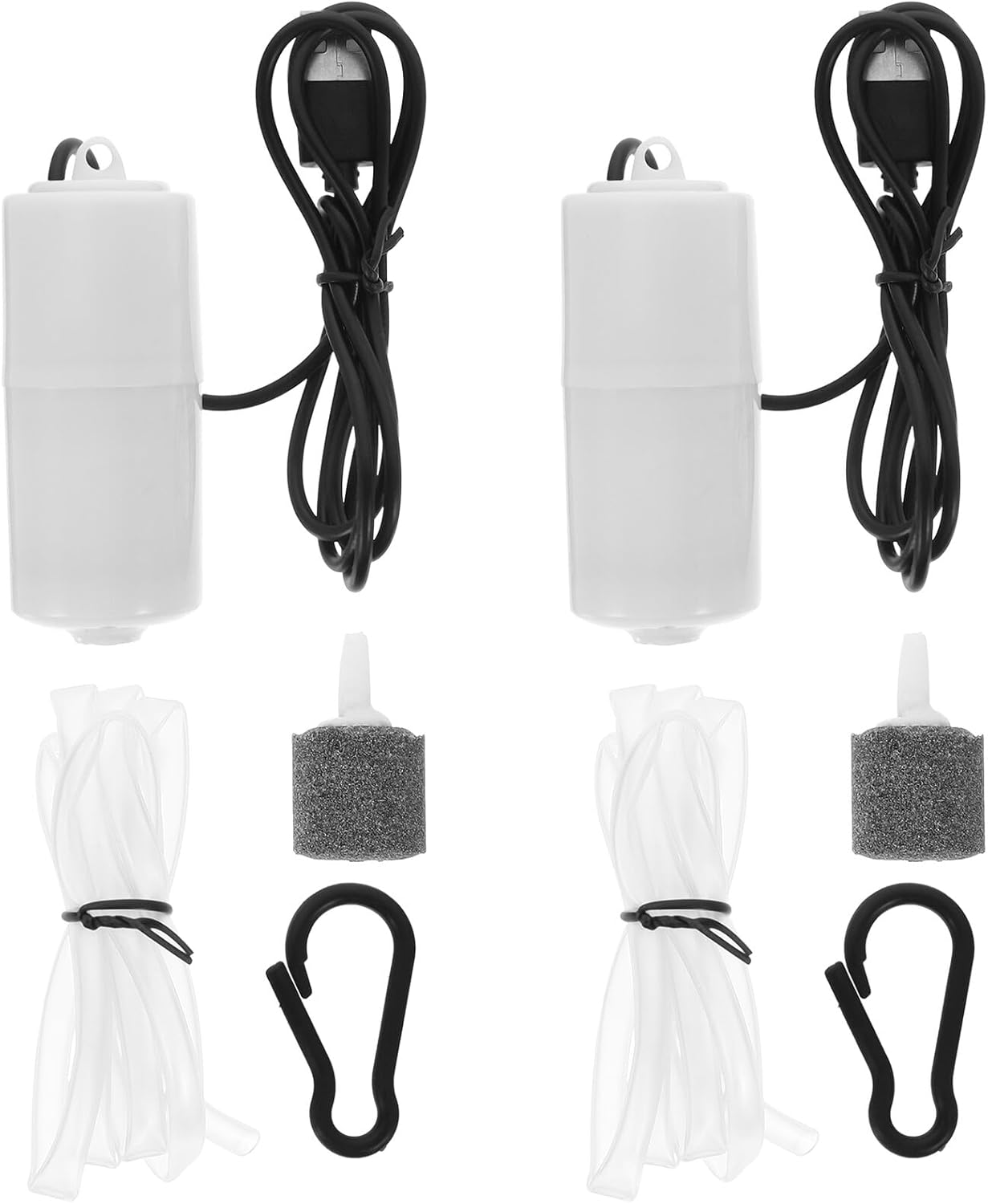 TEHAUX 2 Sets USB Aquarium Oxygen Pumps Quiet Small Air Bubbler for Fish Tank Indoor Use Portable Oxygenators for Aquatic Plants and Fish Random Color