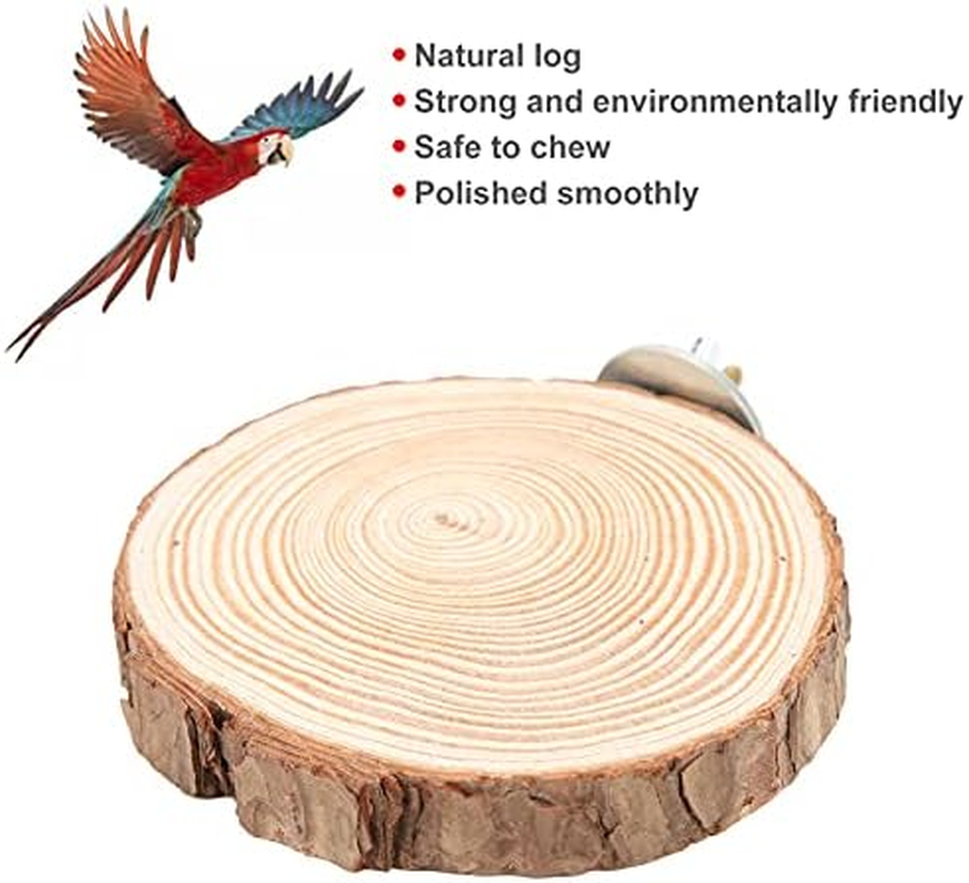 Round Wooden Stand Perch, Platform Bird Stand for Small Animals Budgie Conure Parakeet Cockatiel Lovebird Gerbil Rat Chinchilla Easy Install and Clean Lightweight (5-6) image number 6