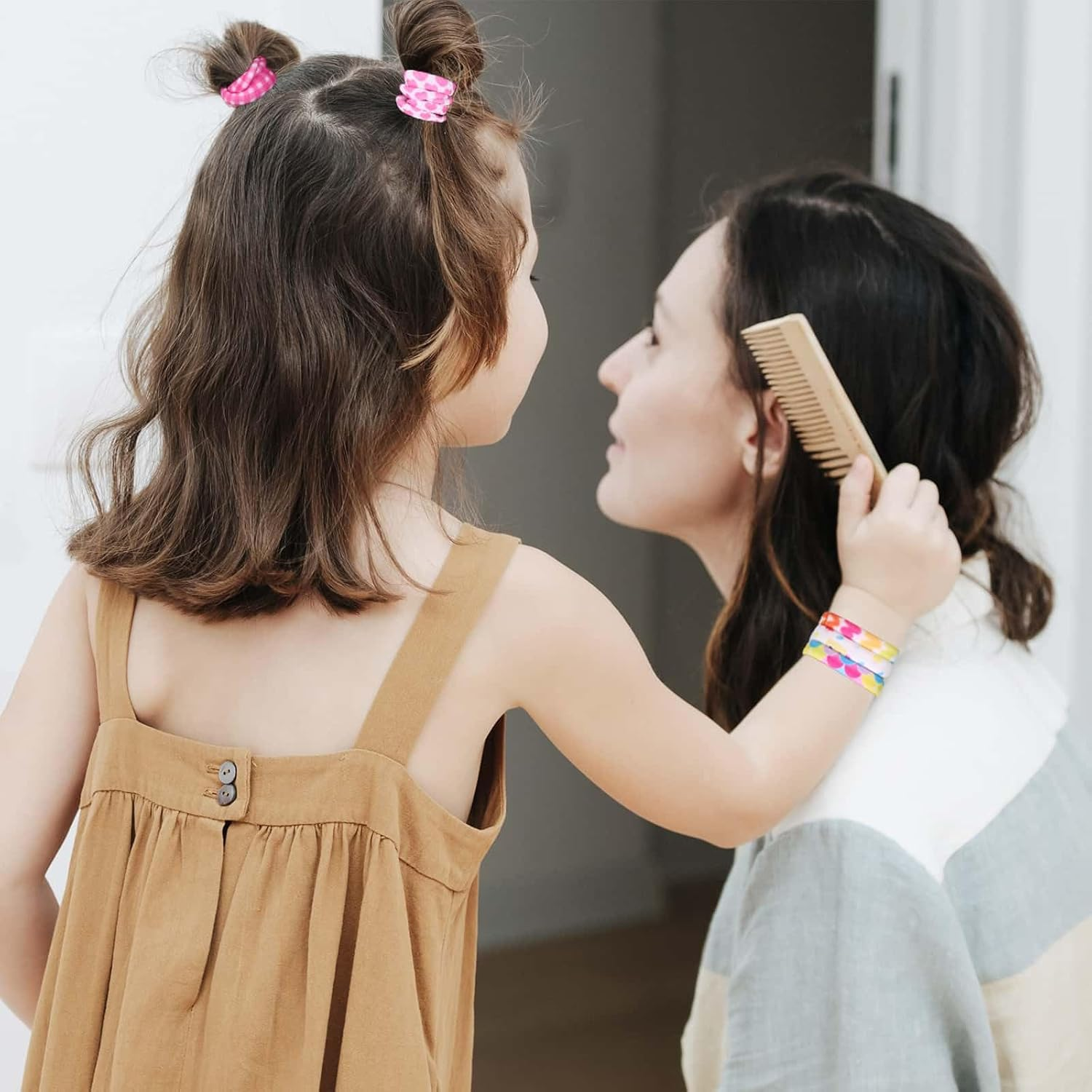 Anezus 54Pcs Hair Ties for Girls and Women, Nylon No Damage Elastics Hair Bands Ponytail Holders, Soft Hair Ties Hair Accessories for Thick Straight Curly Hair, Multi-Colored A - Black image number 3