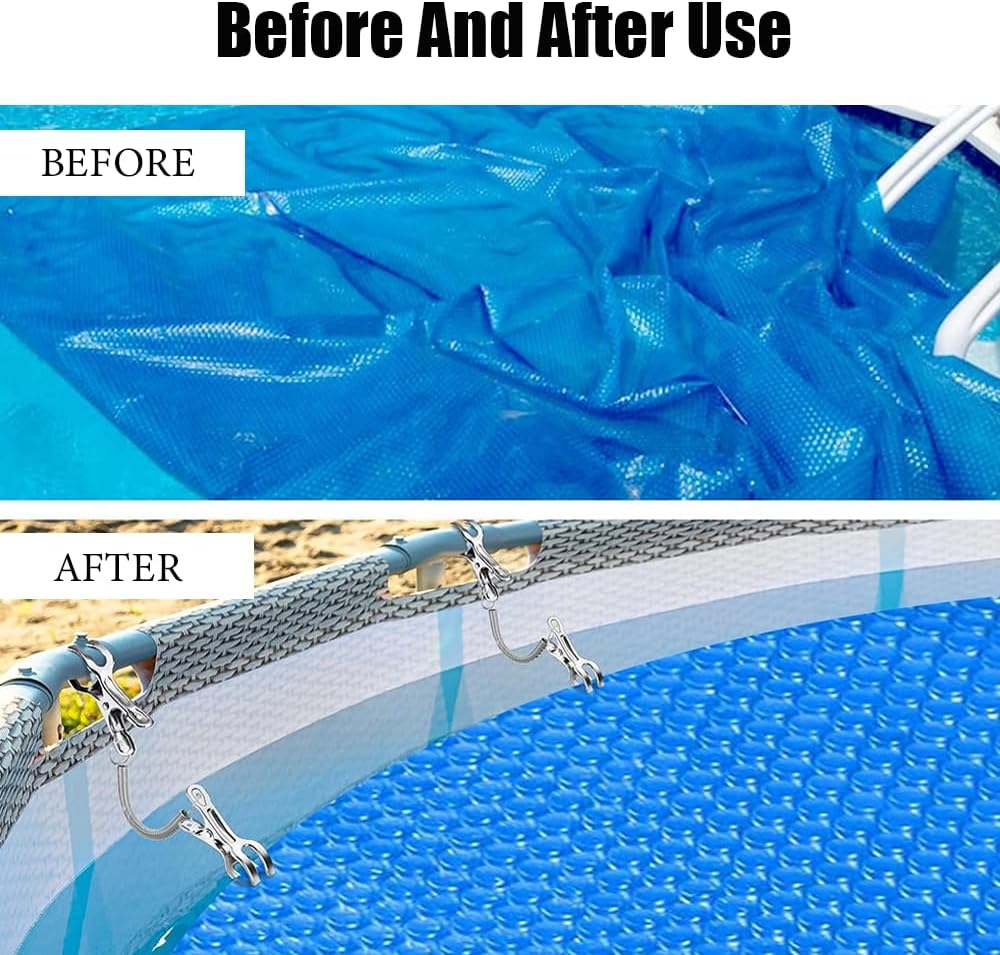 10 PCS Stainless Steel Swimming Pool Cover Clips,For Aboves Ground Pools Solar Cover Clamps,Pool Solar Cover Clips,Solar Cover Attachment Clips image number 1