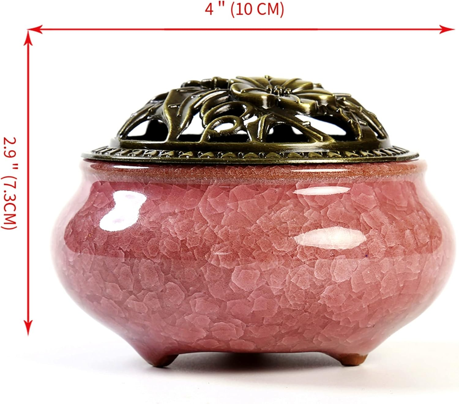 Censer Sky Blue Incense Burner with Calabash Incense Stick Holder - Porcelain Charcoal Censer for Use with Resin Granular Powder Cone or Coil Incense (Violet) image number 4