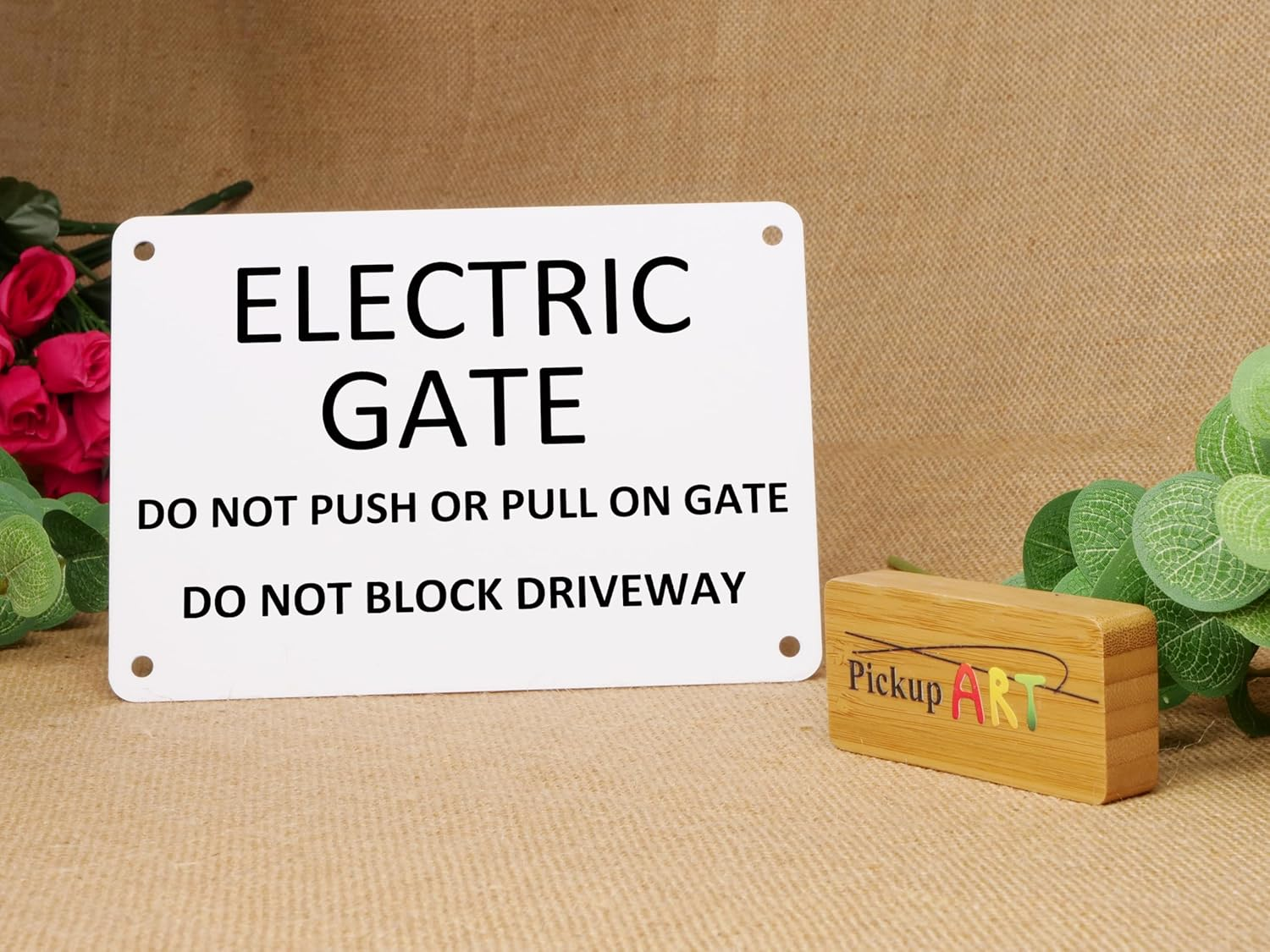 ELECTRIC Gate Do Not Push or Pull Do Not Block Driveway Plaque Gate Sign (Without Self-Adhesive at Back, 14X20CM) image number 5