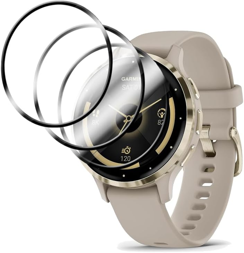 Wookfiss Screen Protector for Garmin Venu 3S Tempered Glass Screen Protector, Pack of 3, Soft HD Clear Glass Screen Protector, 3D Full Coverage, Anti-Scratch, Bubble-Free, TPU Soft Film image number 1