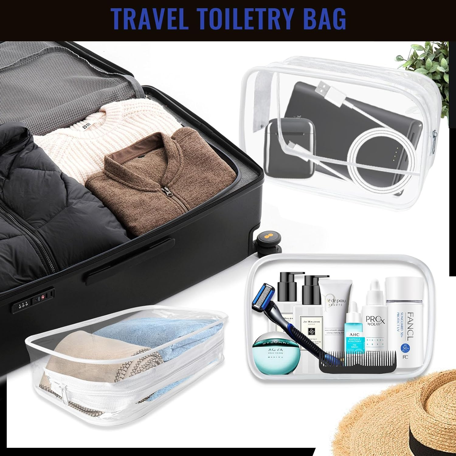 Yedsintu 16 Pieces Clear Makeup Bag PVC Zippered Clear Toiletry Carry Pouch Portable Cosmetics Bag Waterproof Makeup Bag Vinyl Plastic Organizer Case for Vacation Bathroom, White-M, Waterproof - Pink-M image number 5