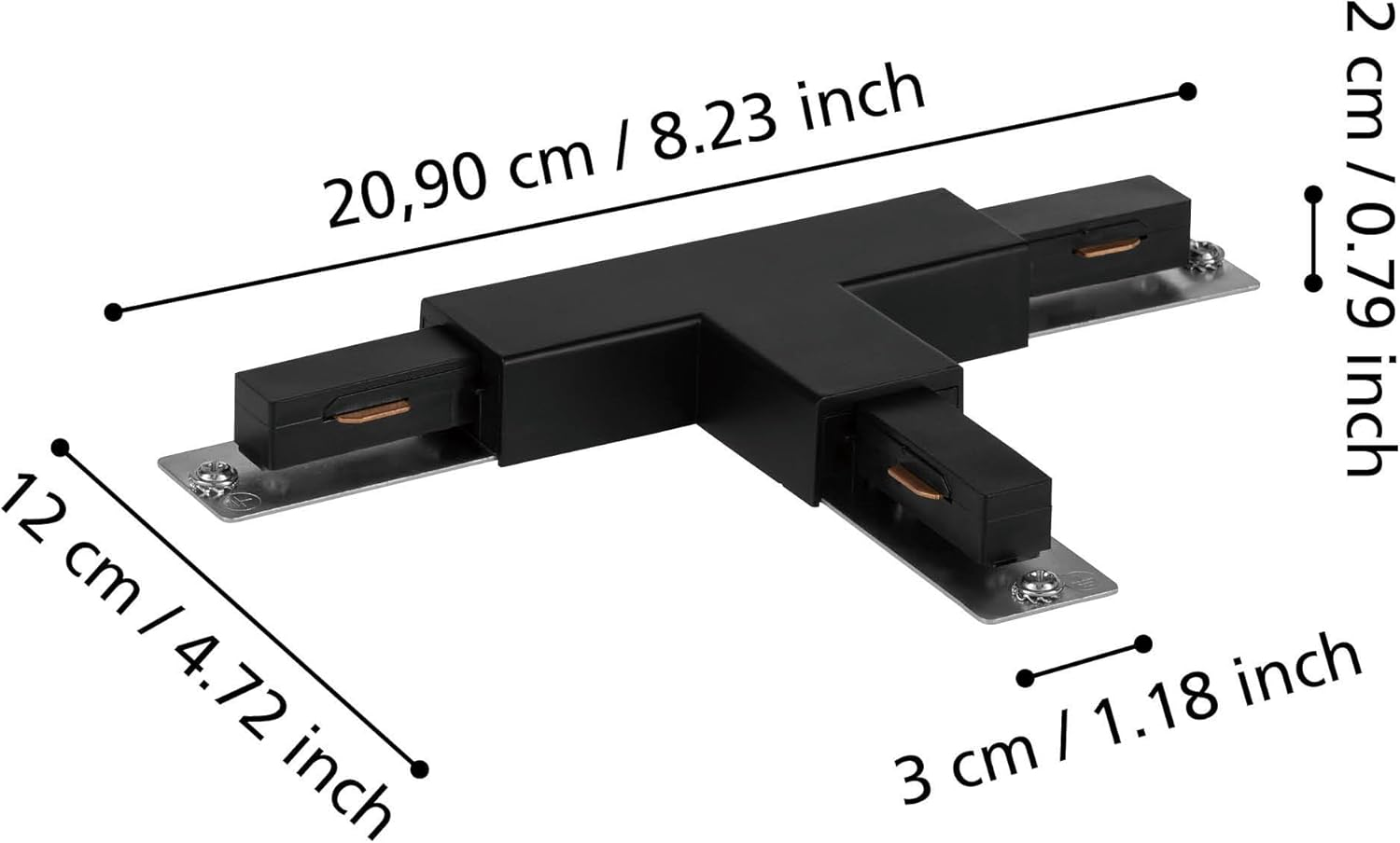 Eglo Accessories for Easy Track Rail System, T-Connector Strip Made of Black Plastic image number 1