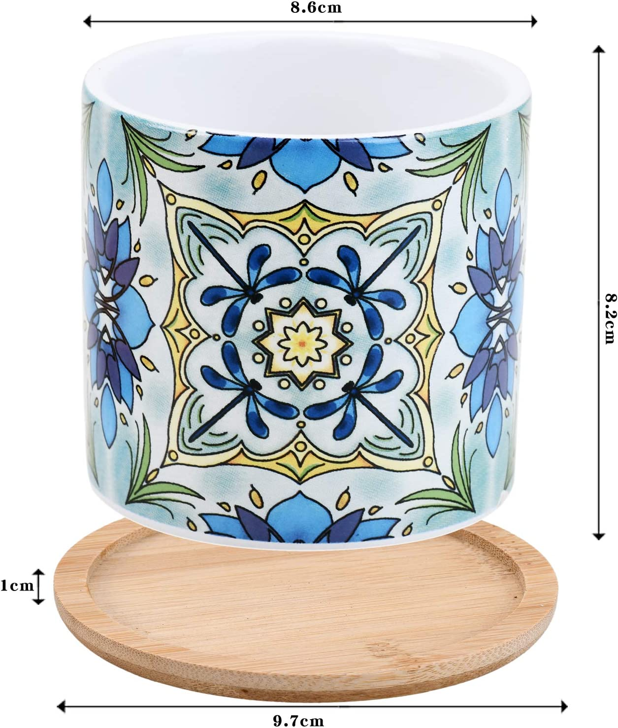 Sun-E Plants Succulent Pots Cactus Pot Mini Plant Planters Decorative Ceramic Planter Gift Idea Indoor Flower Pots with Drainage Home Office Decorations Dragonfly-Butterfly -Moth Series 3PCS image number 2