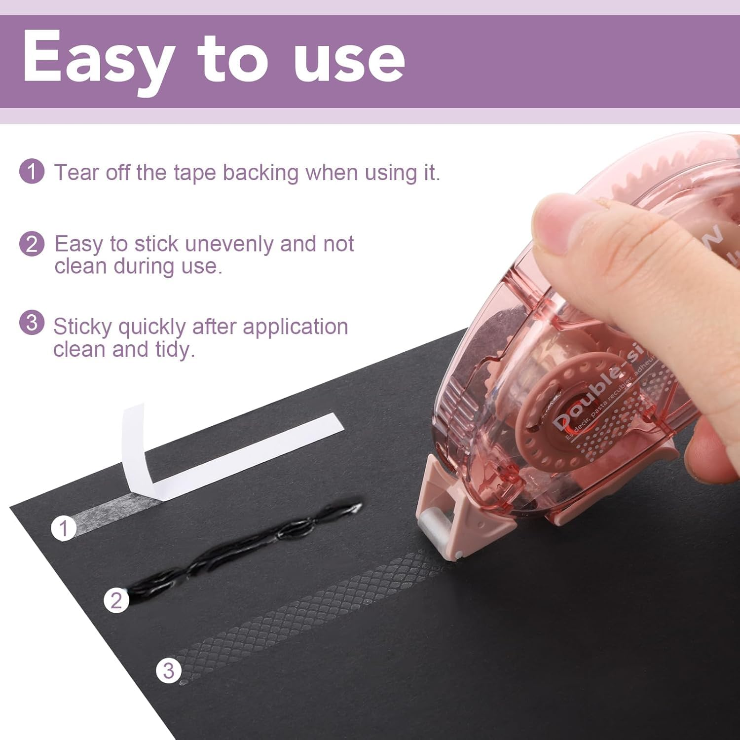 Double Sided Tape Roller, Scrapbooking Supplies, Sticky Tape Glue Roller Dispenser for Scrapbook, Journaling DIY Crafts, Perfect for Gift Wrapping Photo Albums - 6 Pack image number 3