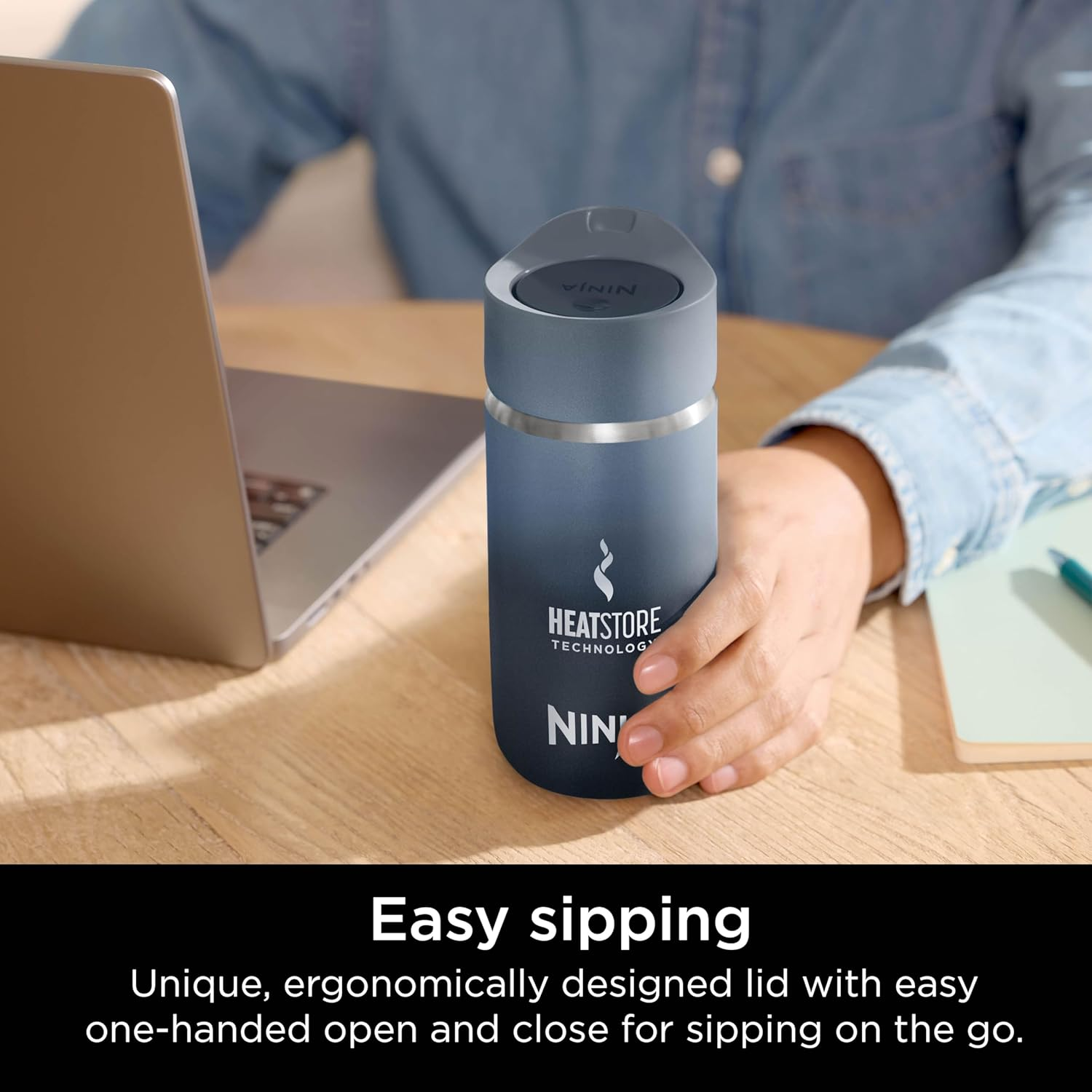 Ninja Sip Perfect Insulated Travel Bottle, Midnight Blue, 354 Ml Capacity image number 4