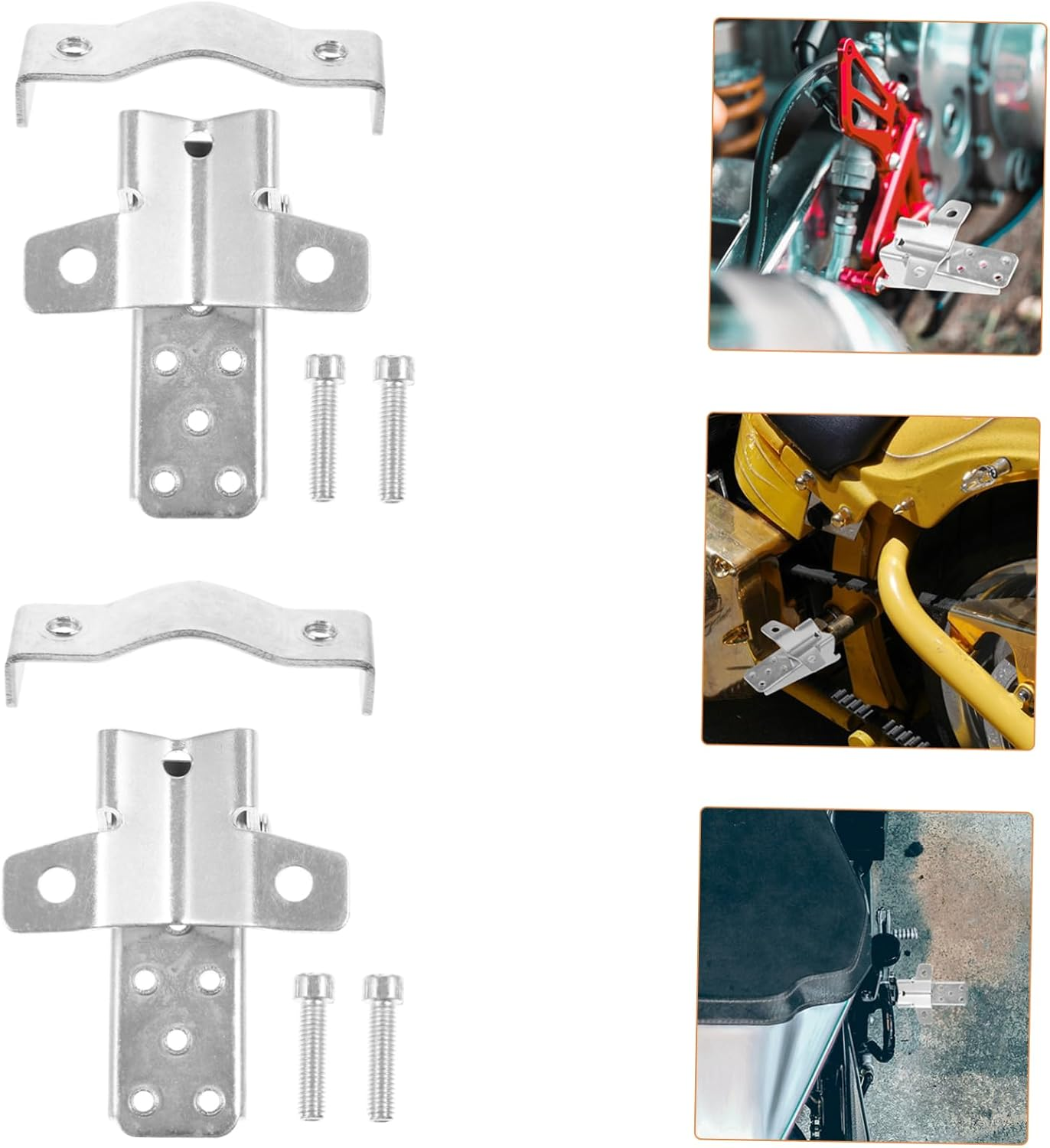 Beatifufu 2Pcs Motorcycle Accessories Foldable Foot Peg Mount Footrest Peg Bracket Easy Installation