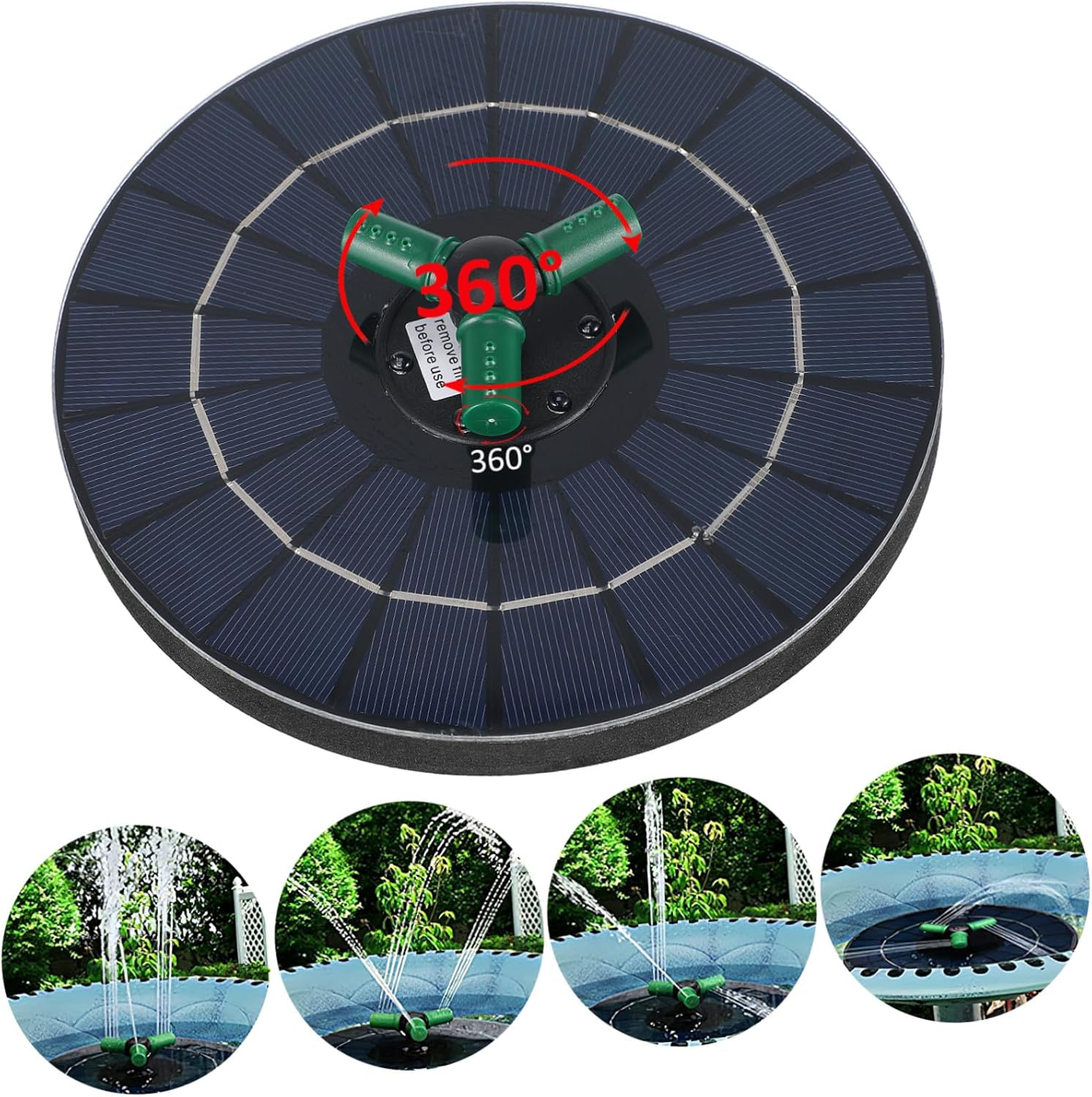 Balacoo Solar Powered Fountain Pump with Colorful LED Lights Water Shortage Protection Easy Installation for Outdoor Garden Bird Baths Pools Ponds and Water Features image number 1