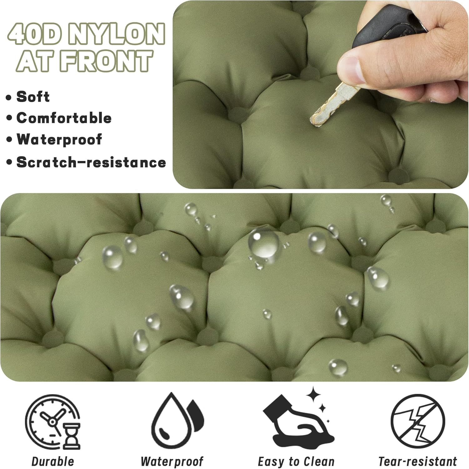 ONTYZZ Inflatable Cushion Lightweight Inflatable Seat Stadium Seat Travel Blow up Cushion for Hiking Office Airplane Stadium, Green image number 5