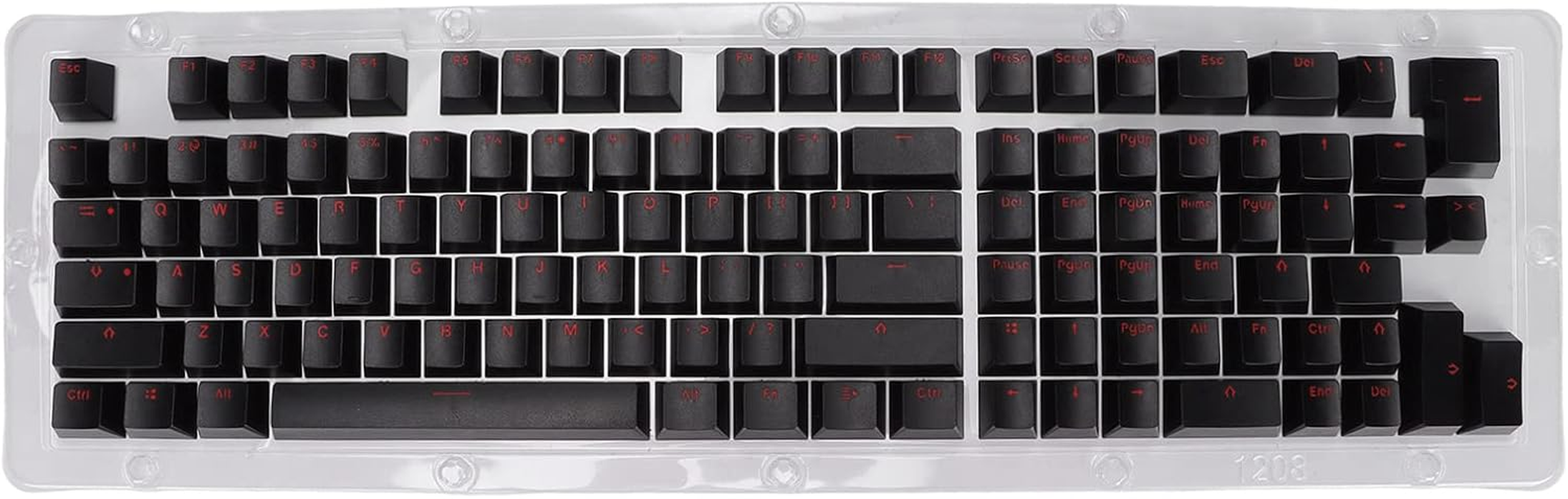 117 Keys Keycaps,Oem Height OPQ Opaque Keycaps, for 61/64/68/71/78/82/84/87 Keys Mechanical Keyboard (Black Red Letters)