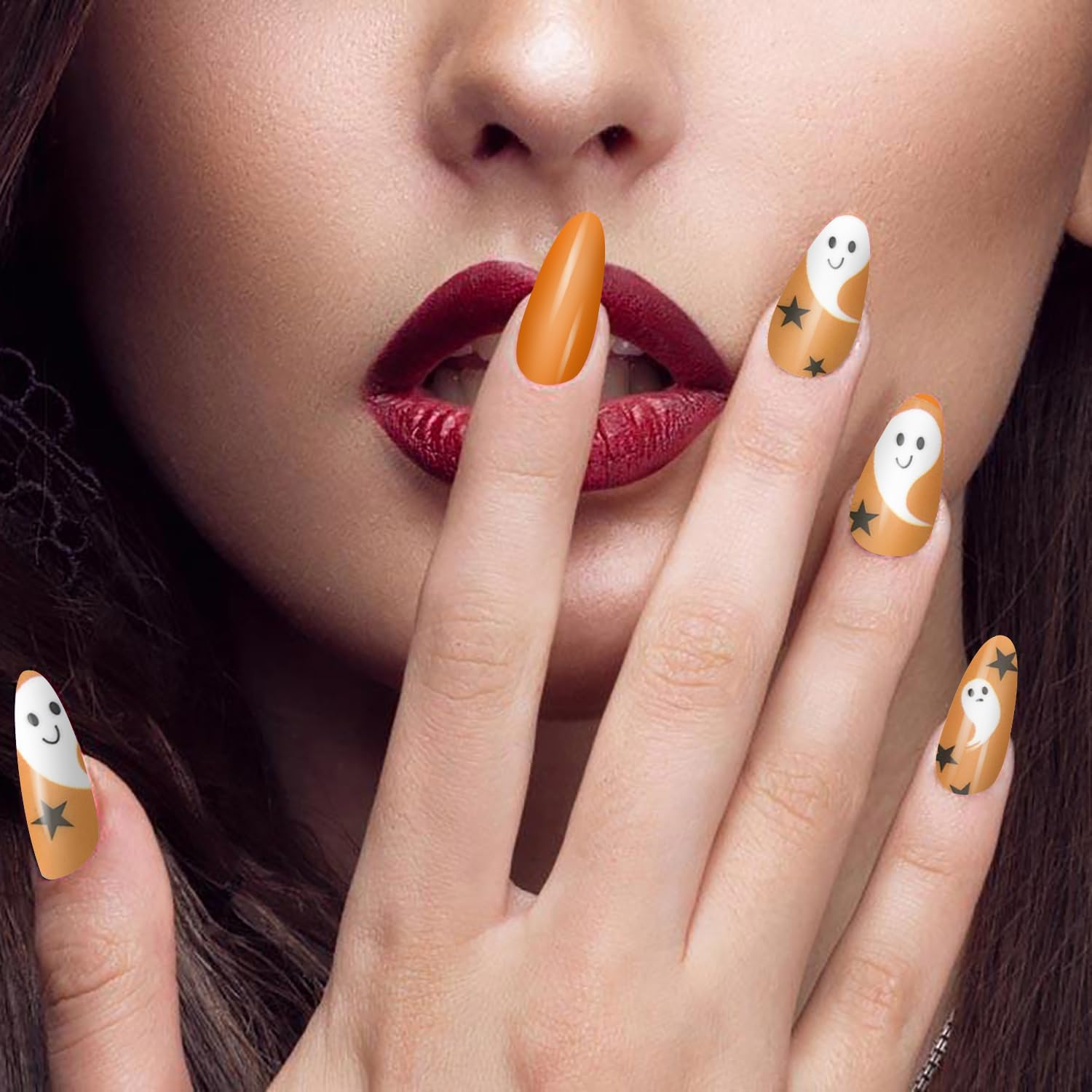 XEAOHESY 30 Sheets Halloween Nail Stickers with Nail File Halloween Nails Tape Strips for Design Halloween Nail Decals Press on Nail Polish Strips Stickers for Women Halloween Nail Art image number 3