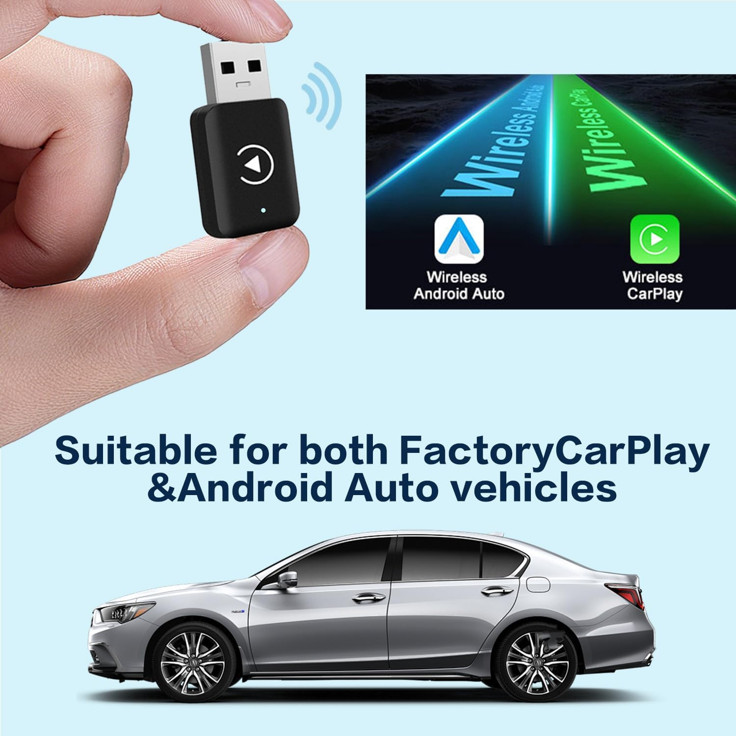 Kaoruo Carplay Adapter for Phone，Wireless Car Play Auto 2-In-1 Adapter，Convert Wired to Wireless Carplay Connector, Mini Size with Extension Usb-C/Type-C image number 3