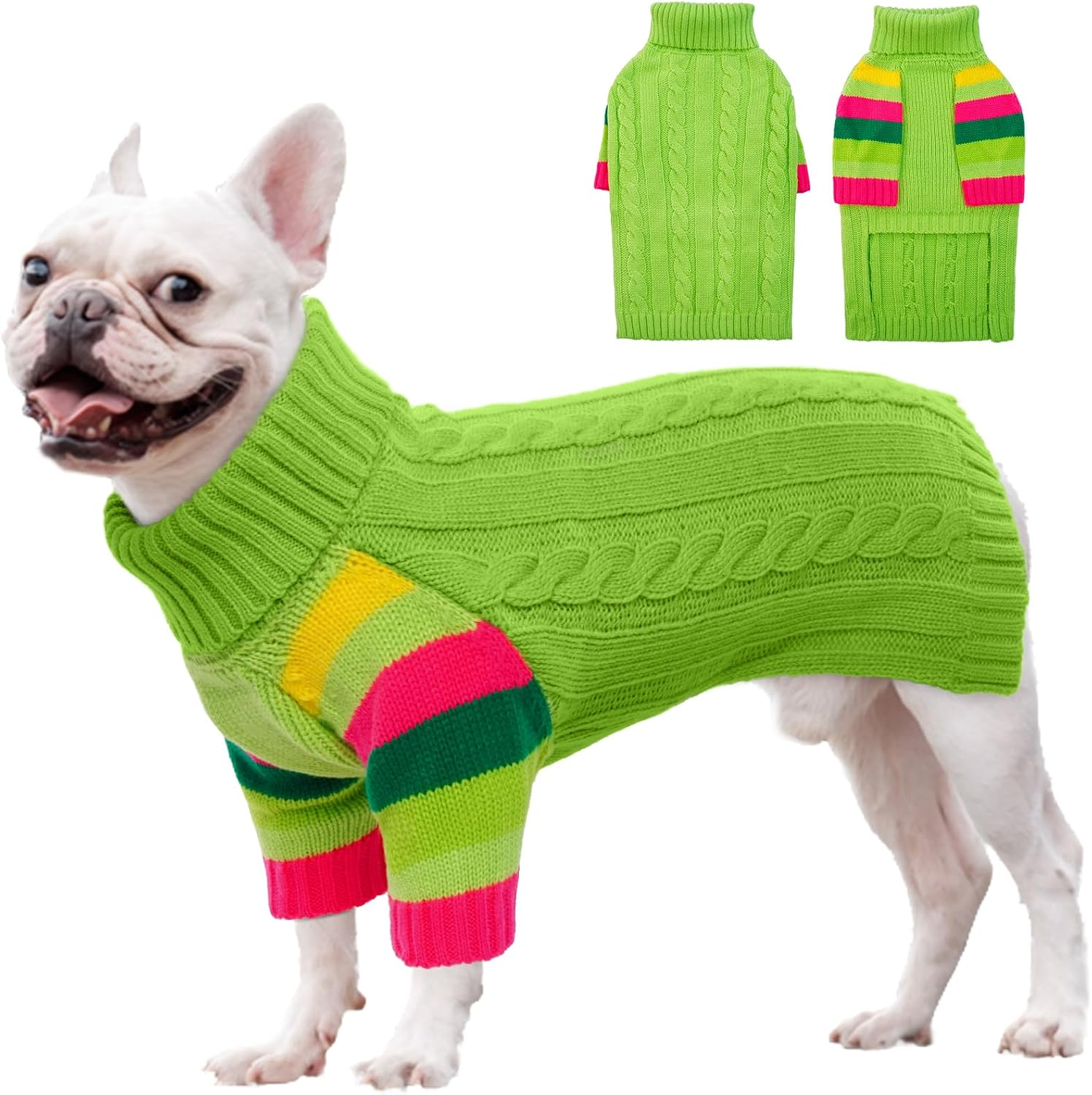 OUOBOB XXL Dog Sweaters Stretchy, Turtleneck Knit Sweater for Extra Large Dogs, Sweaters for Large Size Dogs, Warm Christmas Big Dog Sweater Golden Retriever, Labrador, Rottweiler (Green XXL)