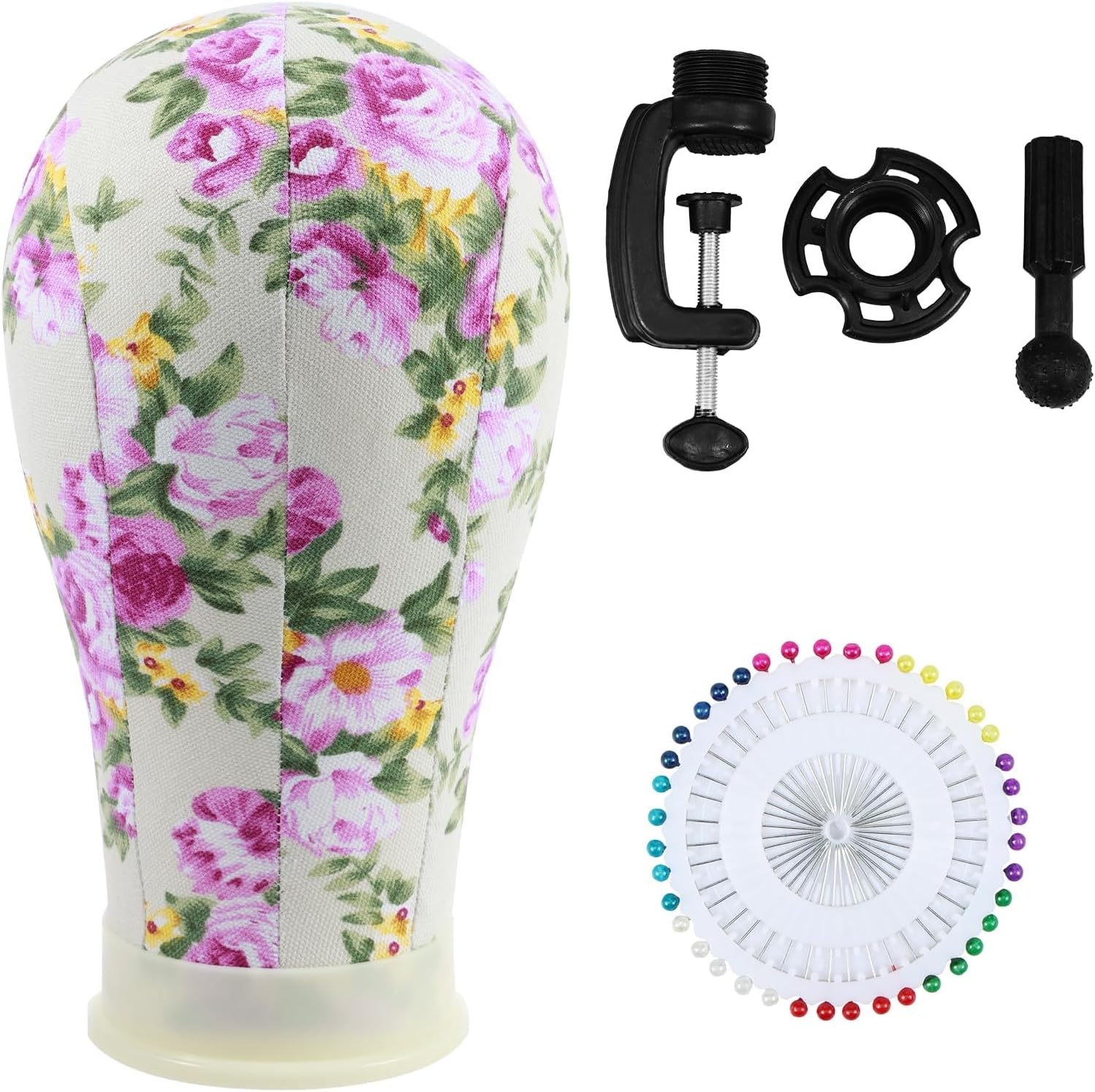 Canvas Block Head, 22Inch Wig Head Stand, Canvas Wig Head, Versatile Wig Block Head, Mannequin Wig Head, Styling Wig Head with Pins Wig Head Table Stand for Wigs Making Styling Display (Purple)