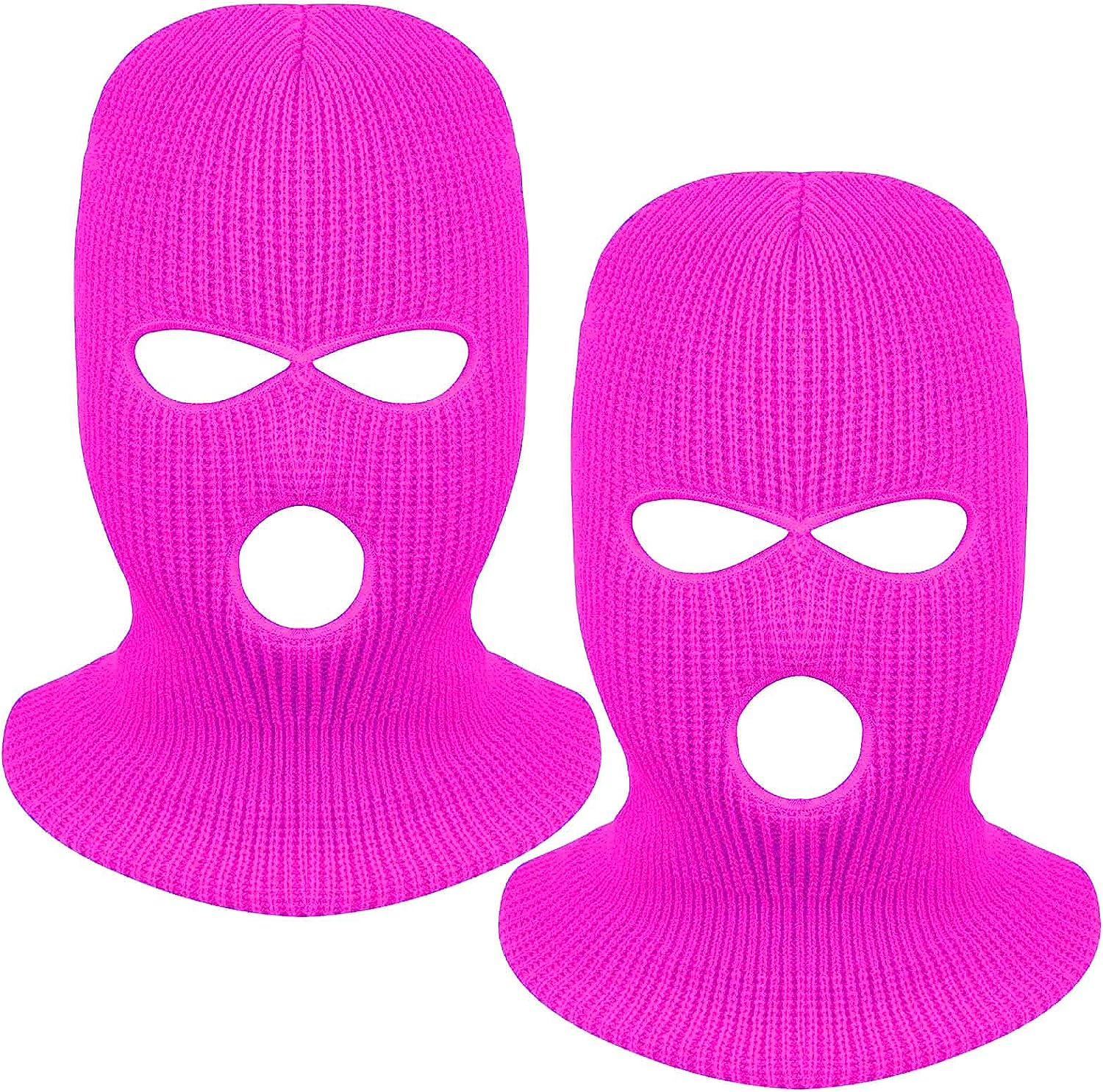 2 Pieces 3-Hole Full Face Mask Cover Ski Mask Winter Balaclava Cap Knitted Face Cover for Winter Outdoor Sports image number 4