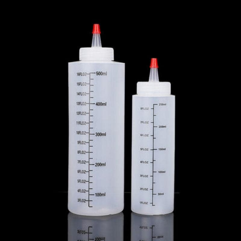 6PCS 250/500ML Sauce Bottle Squeeze Crafts Bottle Condiment Dispenser, Leak-Proof Red Cap, Clear Food-Grade PE, Bpa-Free, with Measurement Marks image number 4