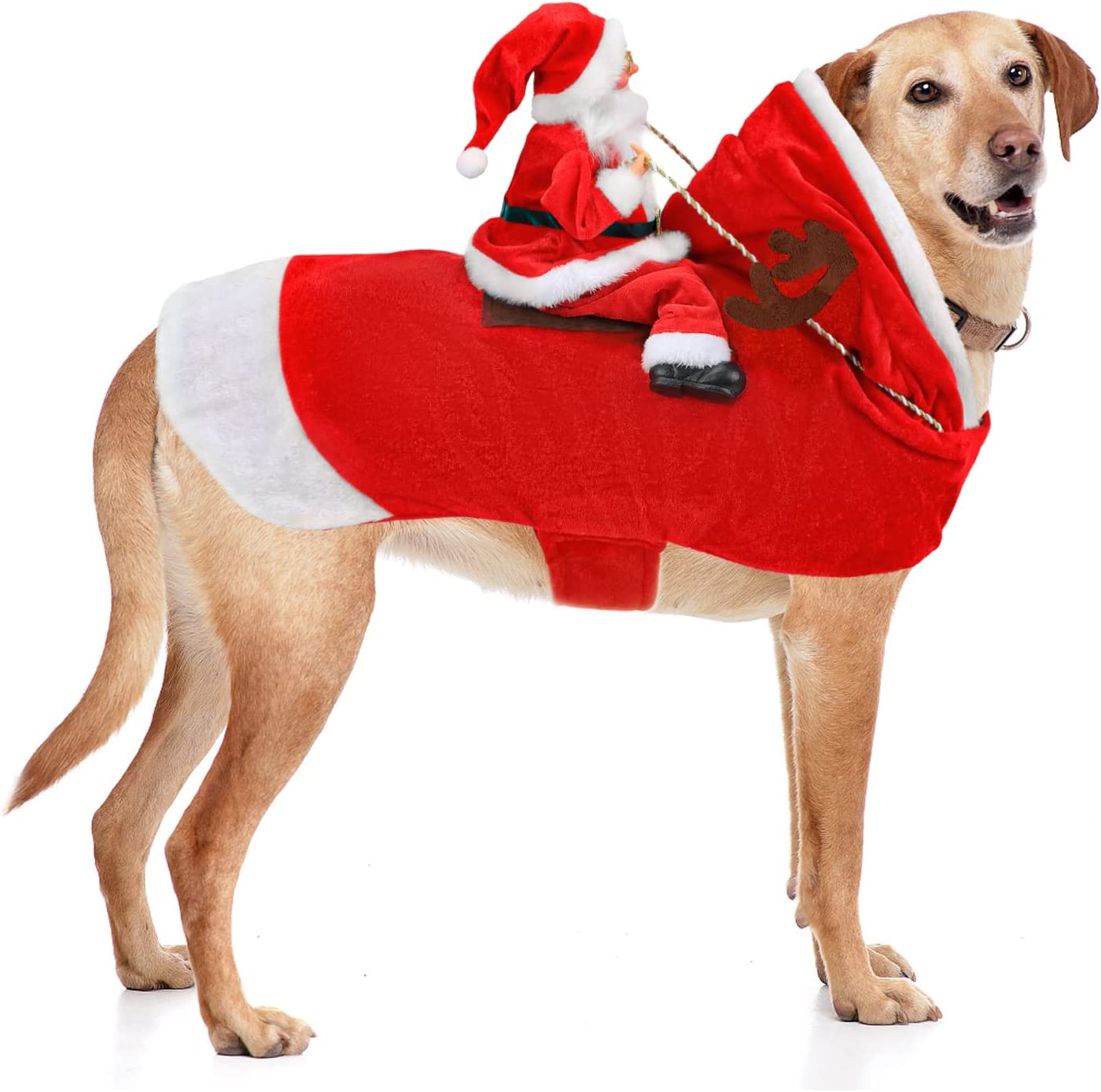 BWOGUE Santa Dog Costume Christmas Pet Clothes Santa Claus Riding Pet Cosplay Costumes Party Dressing up Dogs Cats Outfit for Small Medium Large Dogs Cats image number 1
