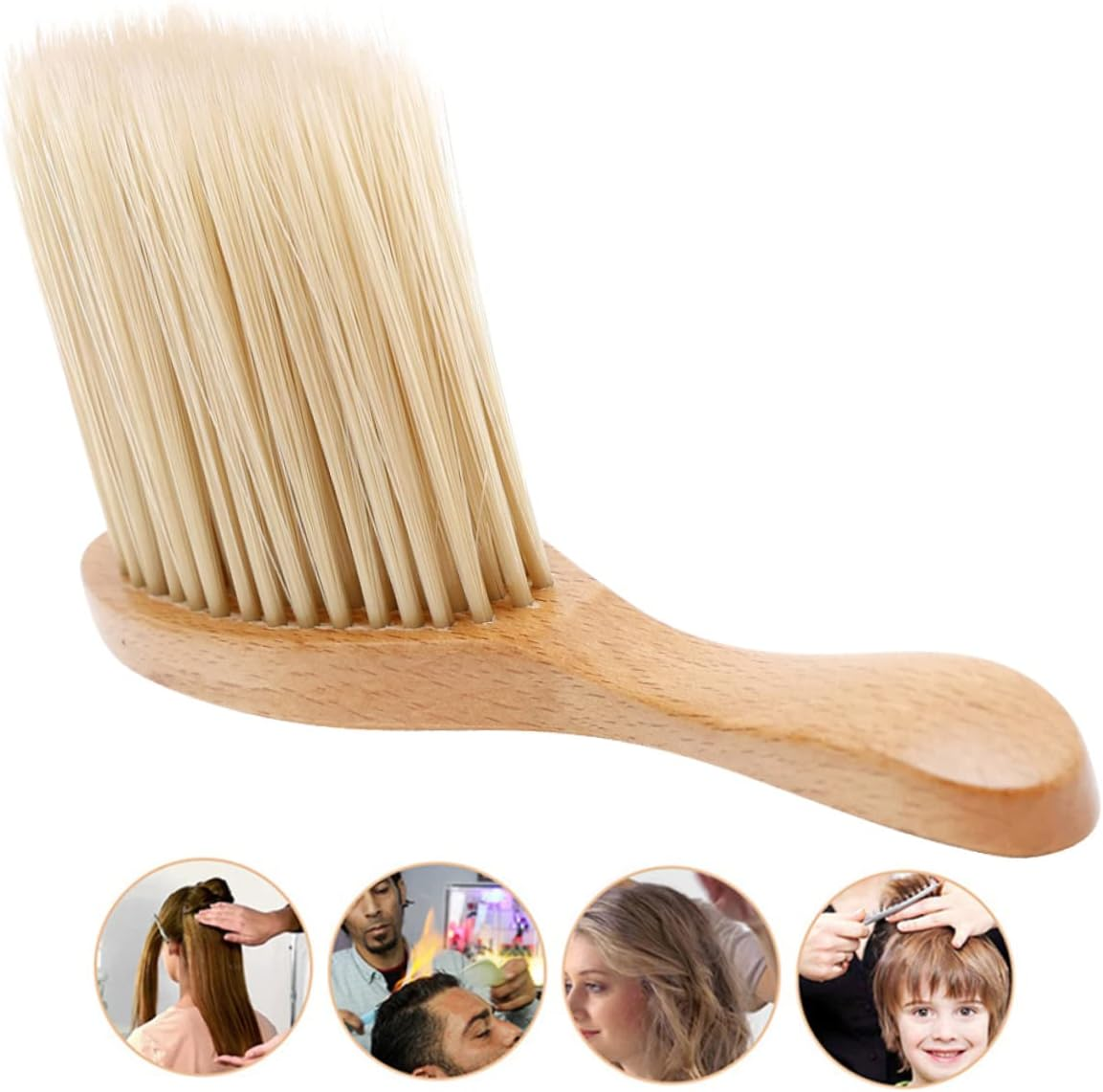 Wooden Broken Hair Cleaner Brush for Hairdressing Neck Duster for Hair Detangler and Cleaning image number 5