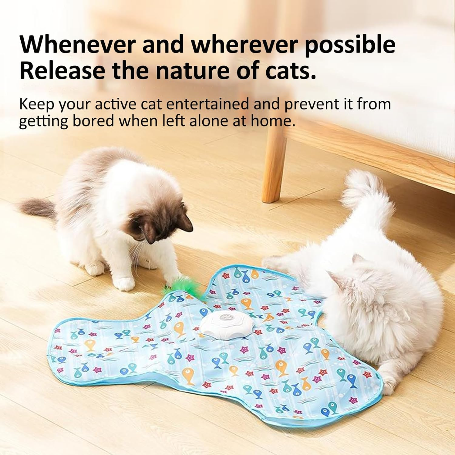 Interactive Cat Toy, Cat Toys for Indoor Cats Interactive, Hide and Seek Interactive Cat Toy, Moving Concealed Feathers, Real Mouse Squeaky, Touch Activated, USB Rechargeable image number 6