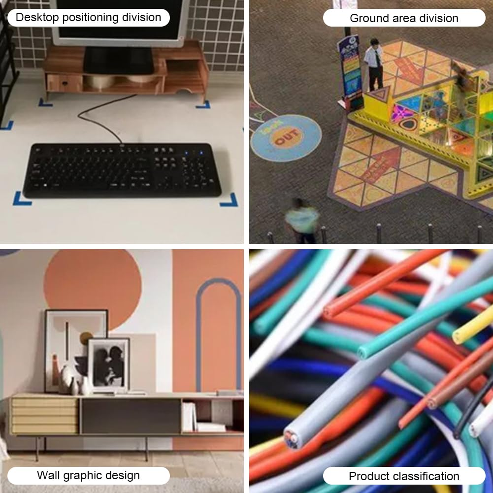 5 Rolls Colored Masking Tape,Self-Adhesive Grid Marking Tapes for Art Board Outdoor, Whiteboard (3Mm X 66M/Roll) image number 2