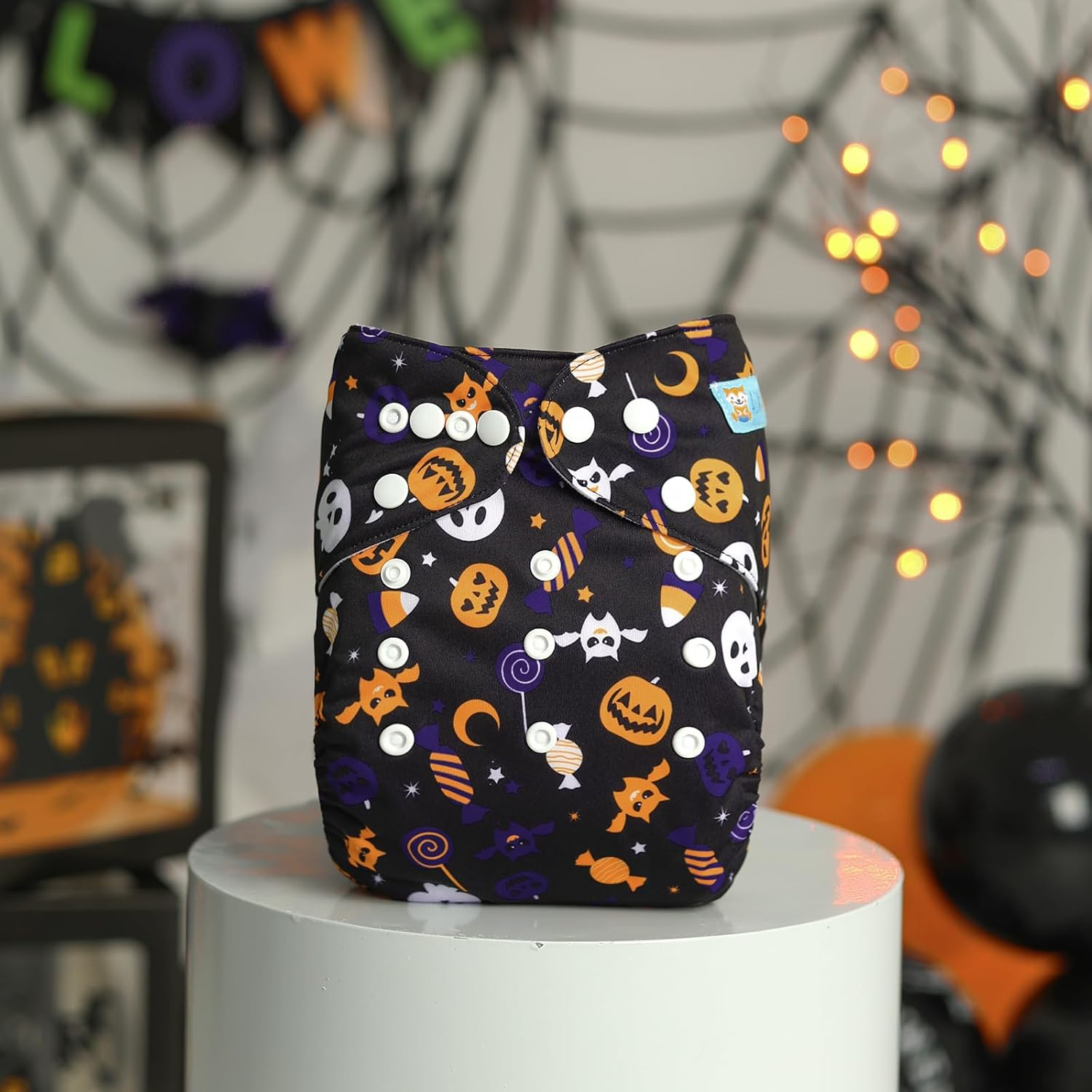 ALVABABY Halloween Baby Cloth Diapers One Size Adjustable Washable Reusable for Baby Girls and Boys 1 Pack with 2 Inserts image number 3